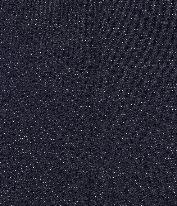 Le Bos Plus Size Glitter Knit 3/4 Bell Sleeve Faux Wrap Dress Product Image