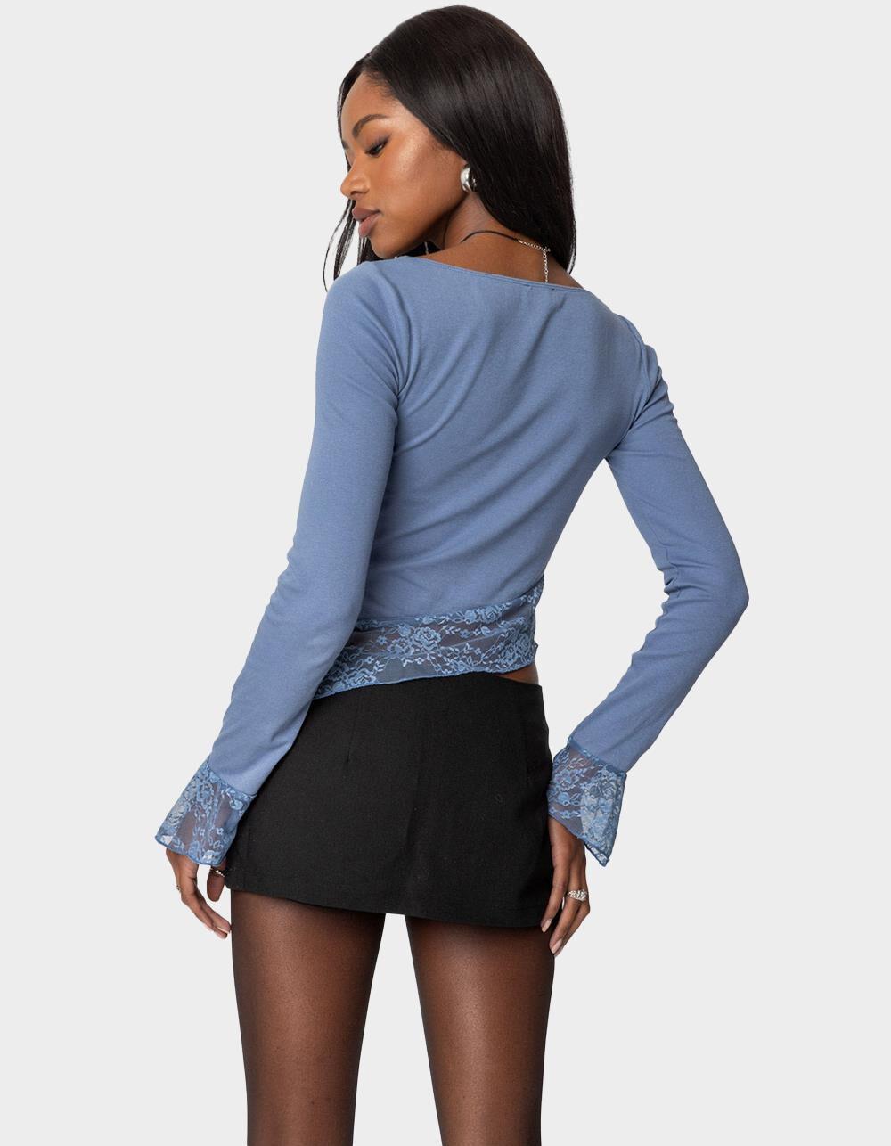 EDIKTED Lacey Asymmetric Square Neck Top Product Image