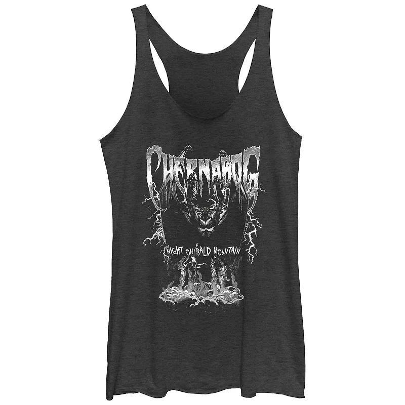 Disney Villains Fantasia Chernabog Metal Poster Juniors Tri-Blend Racerback Tank Top, Girls Black Grey Product Image