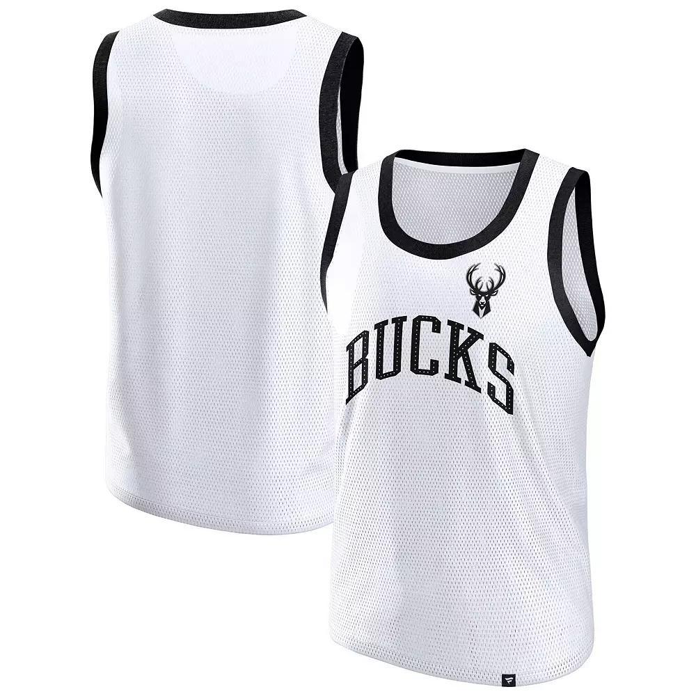 Men's Fanatics  White Milwaukee Bucks Mesh Tank Top, Size: Medium Product Image