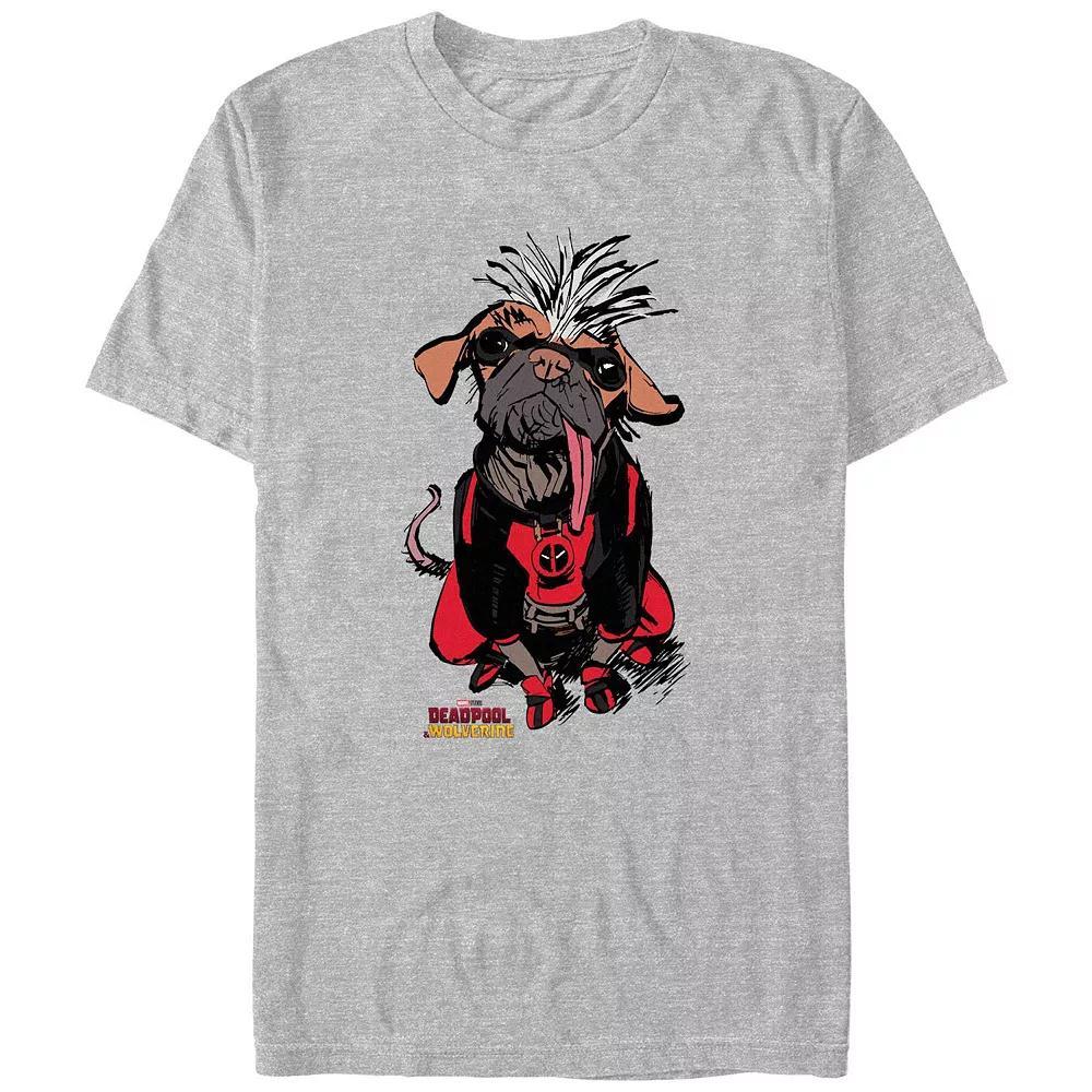 Men's Deadpool And Wolverine Dogpool Cute Sketch Graphic Tee, Size: XL, Athletic Grey Product Image