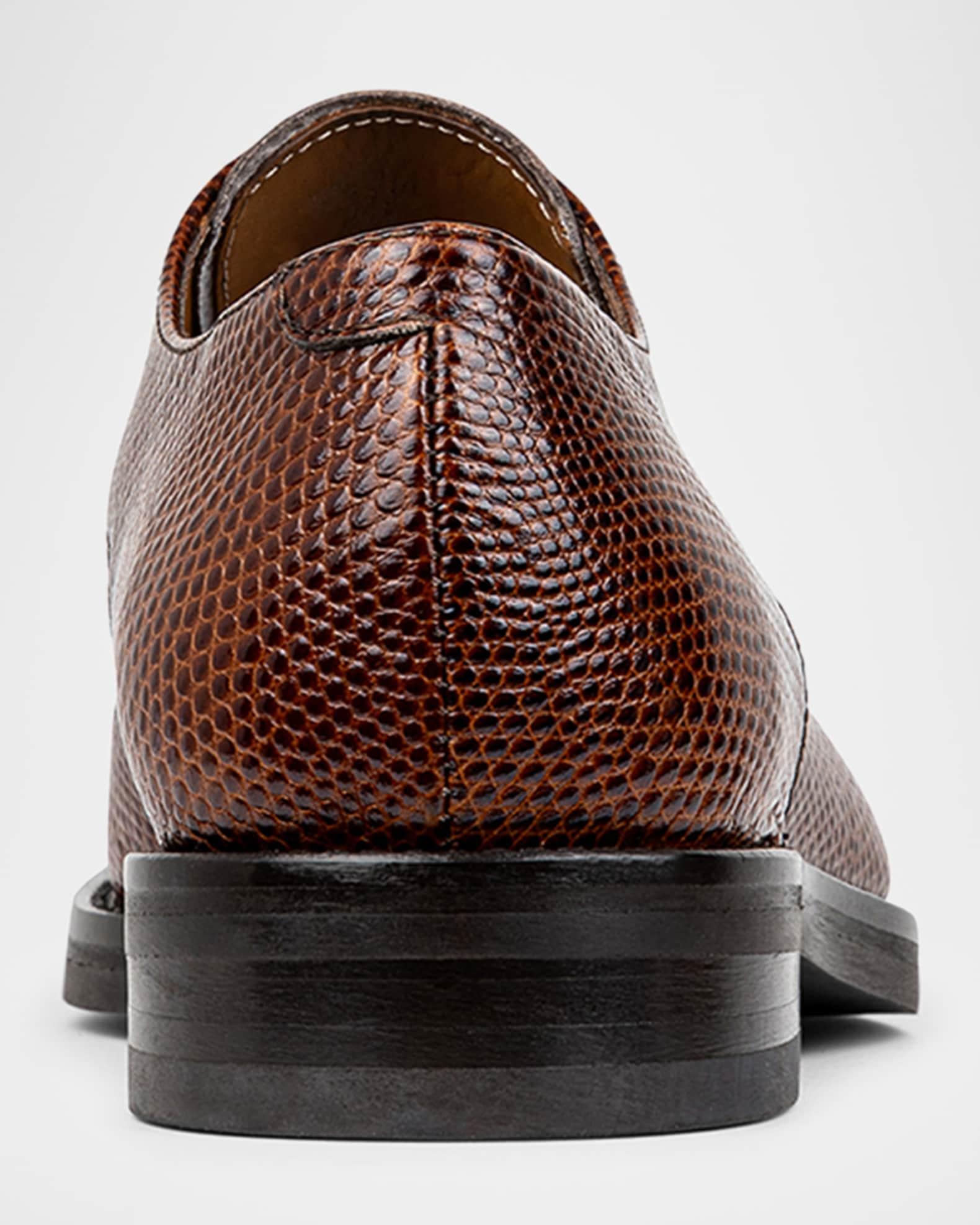 Men's Russell Lizard-Print Leather Derby Shoes Product Image