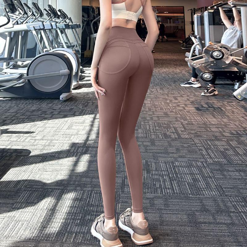 High Waist Plain Yoga Pants Product Image