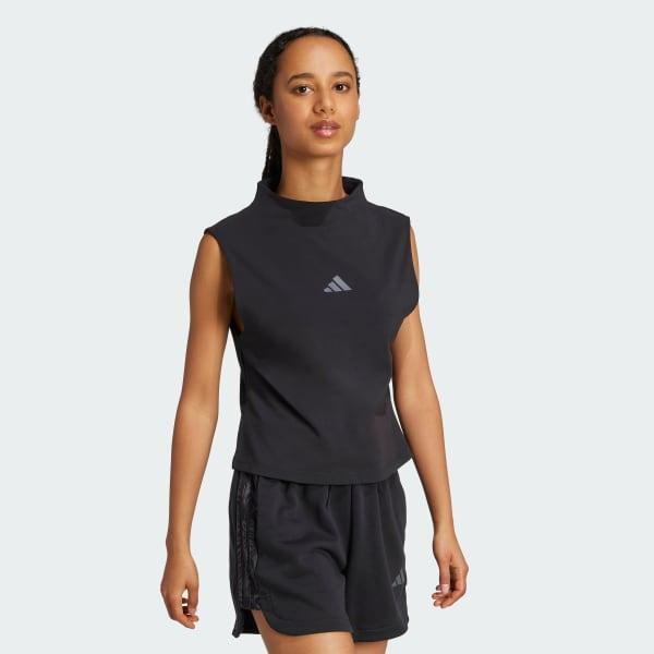 adidas Essentials Slim High-Neck Tank Top Black L Womens Product Image