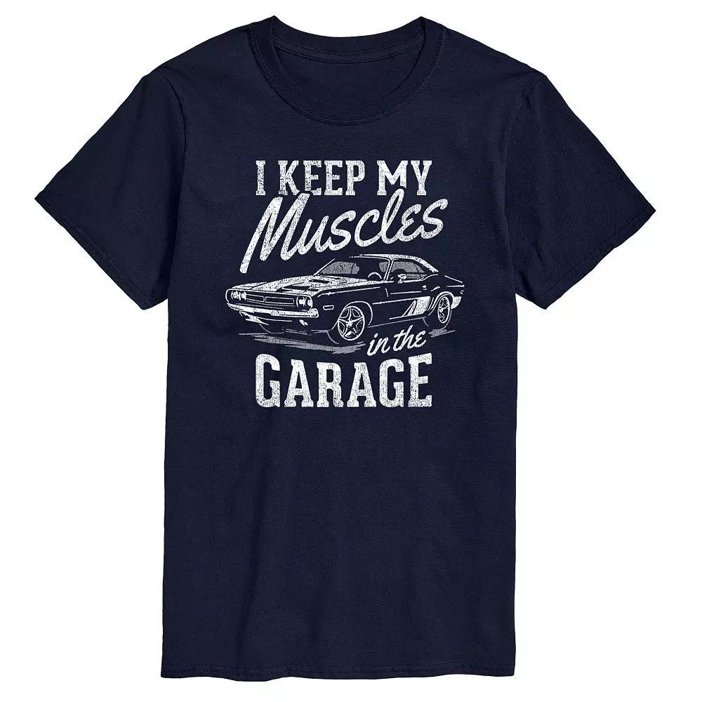 Men's I Keep My Muscles In My Garage Graphic Tee, Size: XXL, Blue Product Image