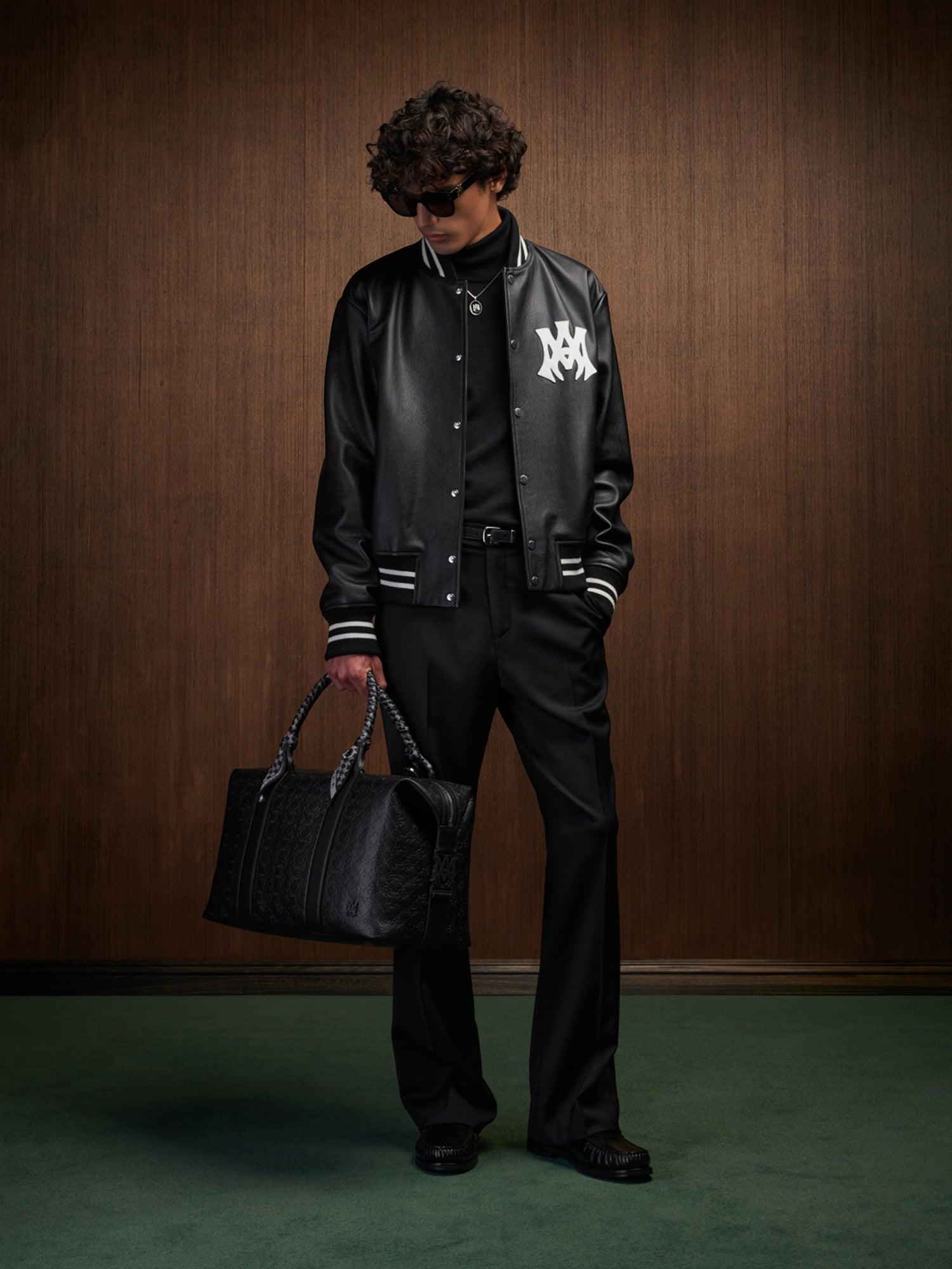 MA HOLLYWOOD LEATHER BOMBER - Black Male Product Image
