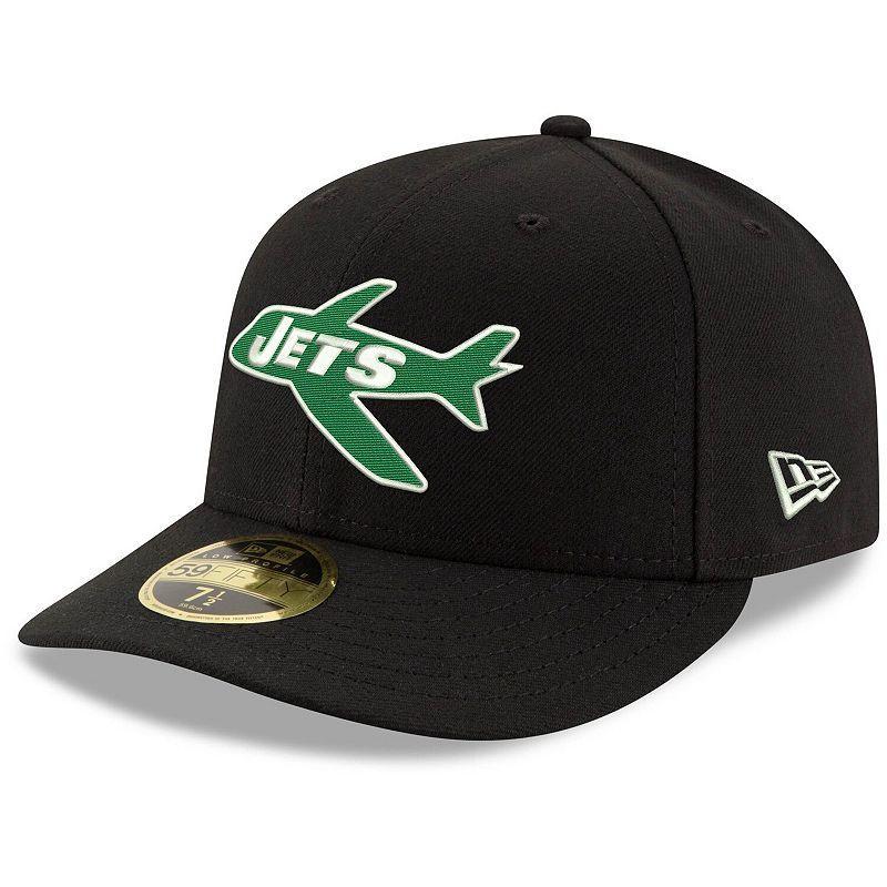 Men's New Era Black New York Jets Omaha Throwback Low Profile 59FIFTY Fitted Hat, Size: 6 7/8 Product Image