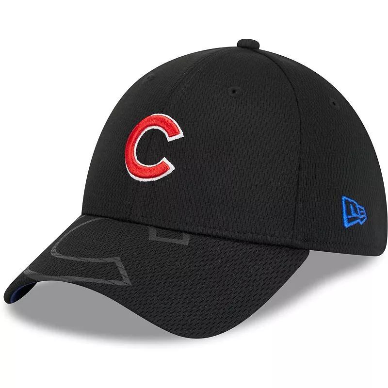 Men's New Era Black Chicago Cubs Top Visor 39THIRTY Flex Hat, Size: Medium/Large Product Image
