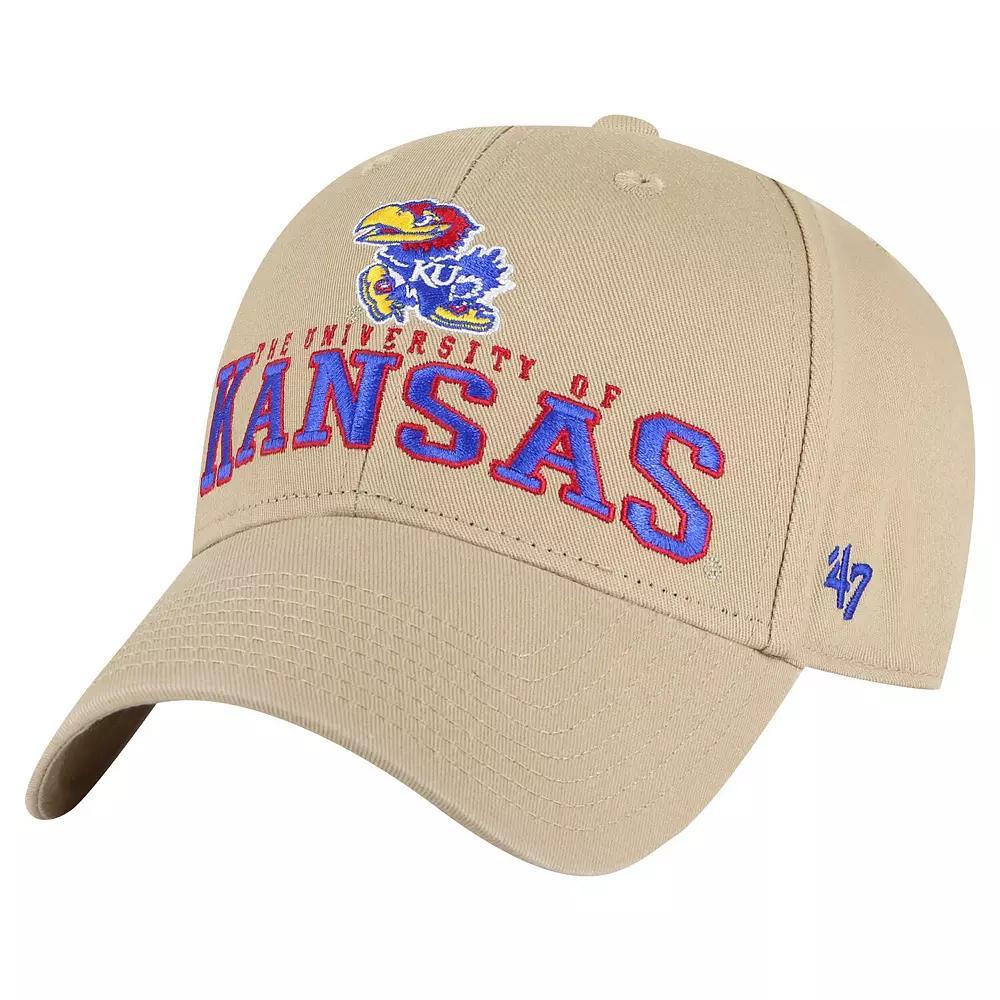 Men's '47 Khaki Kansas Jayhawks Powell MVP Adjustable Hat, Beig K Product Image