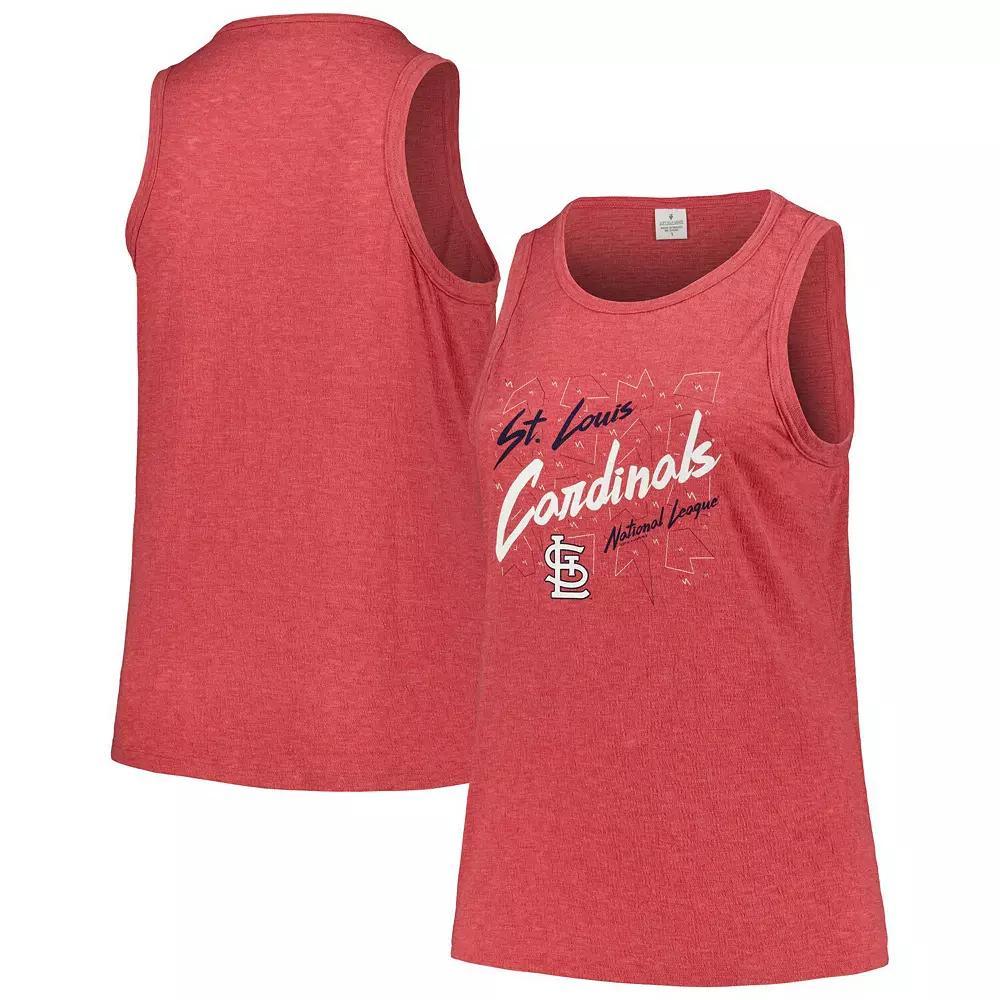 Women's Soft as a Grape Red St. Louis Cardinals Plus Size Curvy High Neck Tri-Blend Tank Top, Size: 1XL Product Image