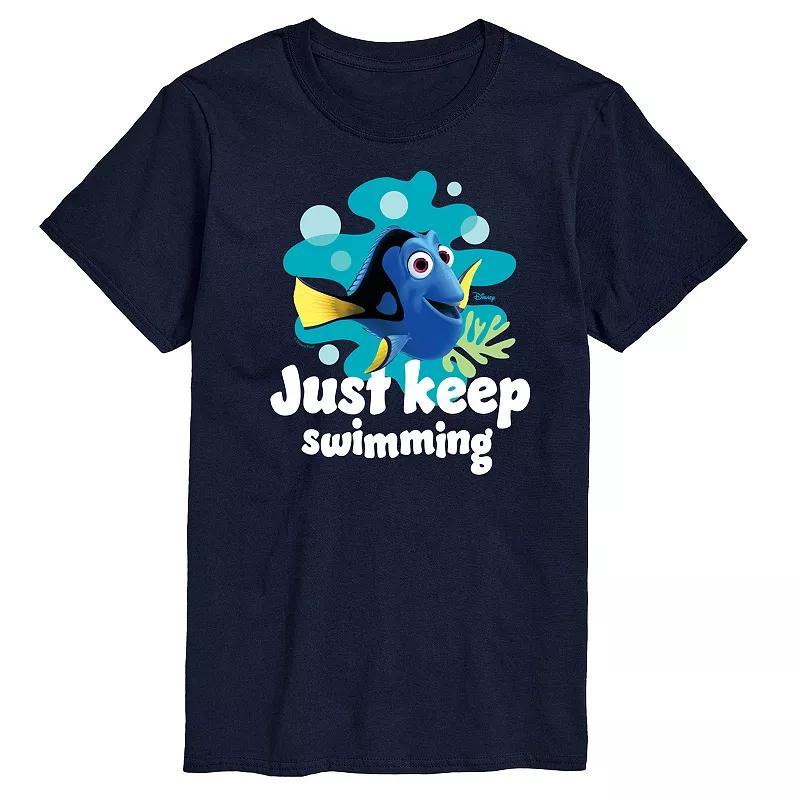 Disney / Pixars Finding Nemo Dory Mens Just Keep Swimming Graphic Tee Blue Product Image
