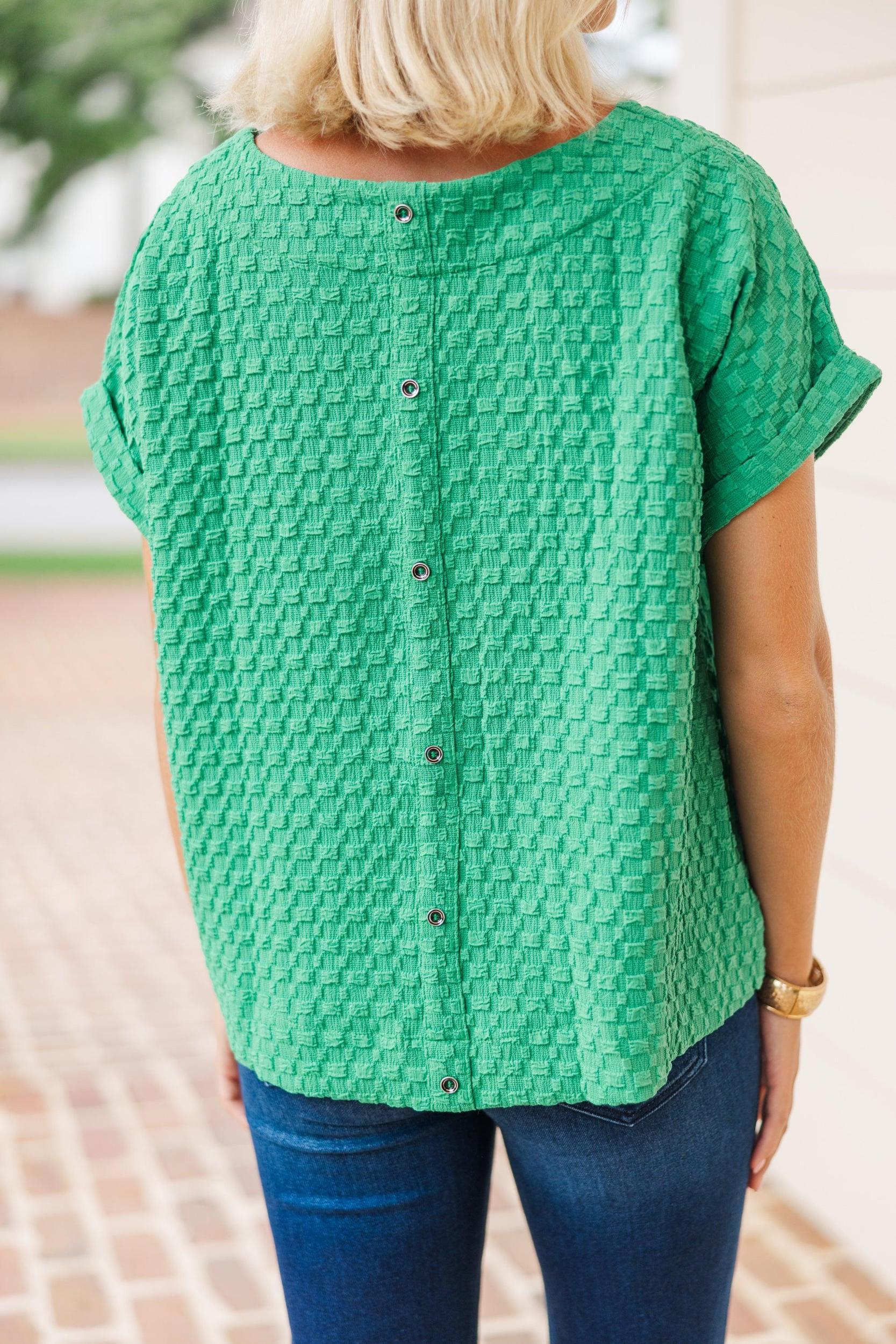 Going Well Green Textured Top Female Product Image