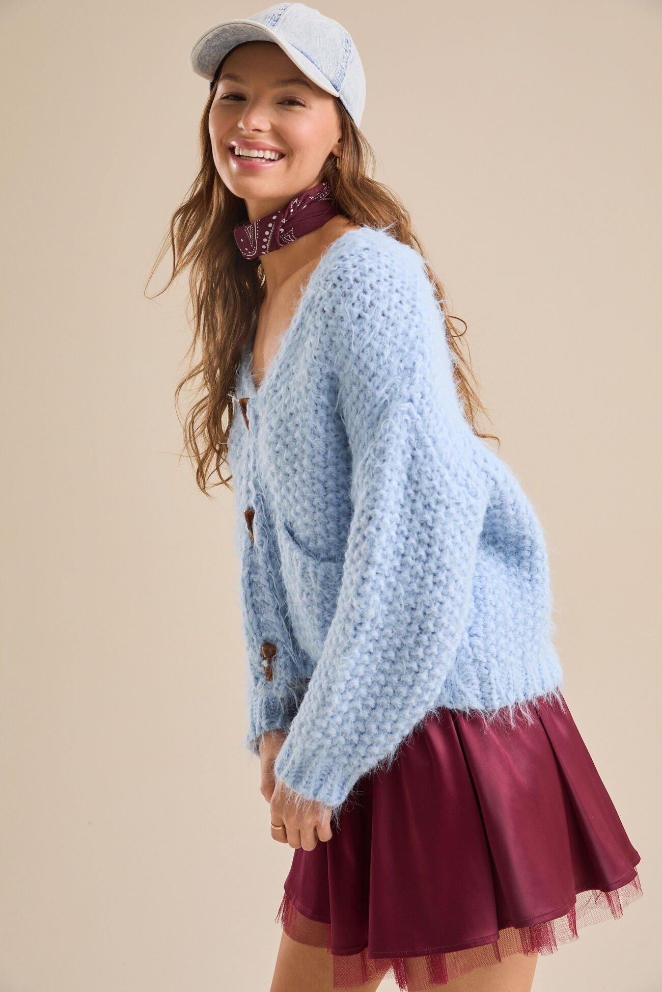 Nina Eyelash Button Cardigan Product Image