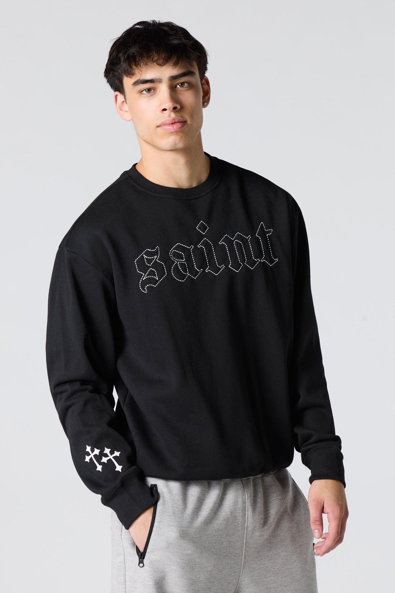 Embroidered Fleece Sweatshirt Male Product Image