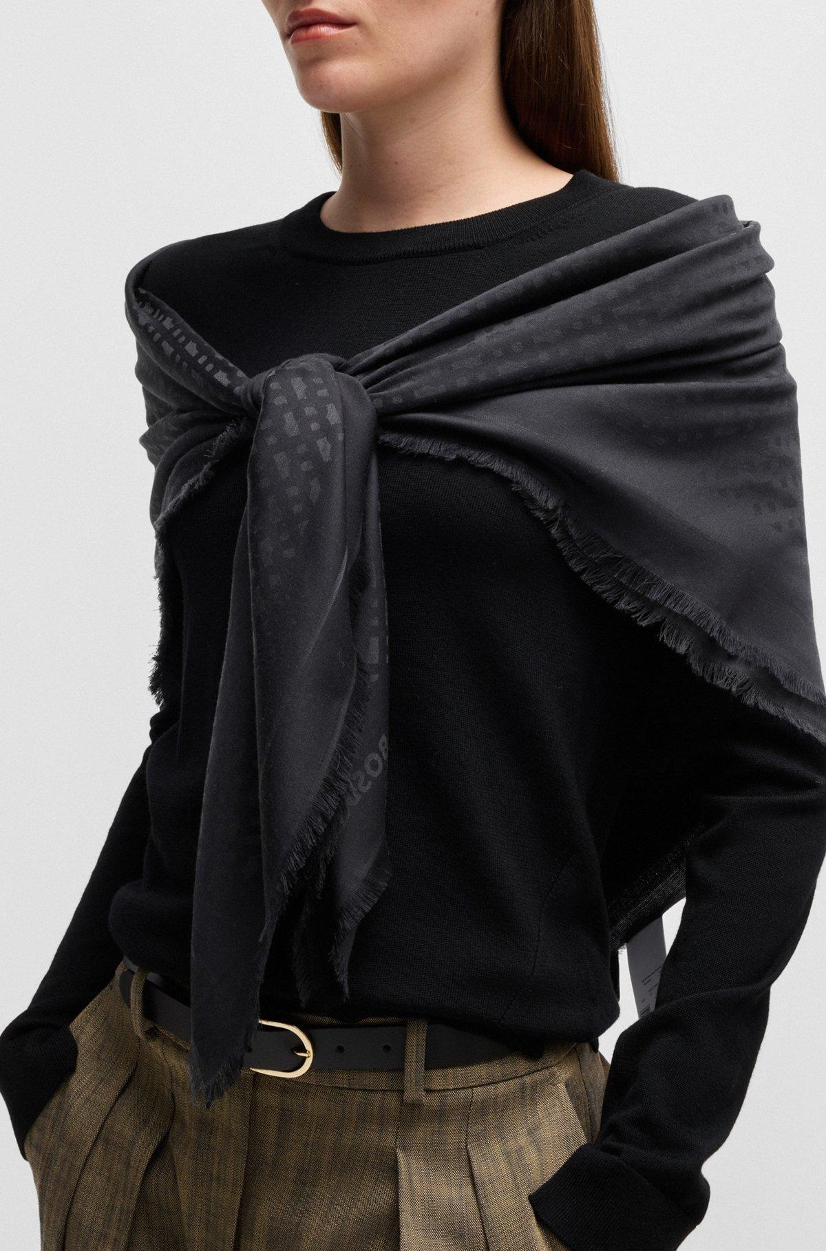 Monogram-jacquard scarf in modal and wool Product Image
