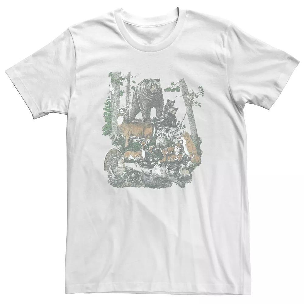 Big & Tall Trendy Forest Critters Collage Tee, Men's, Size: 4XL, White Product Image