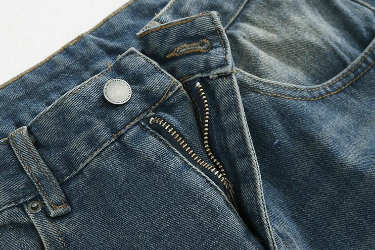 RT No. 6510 WASHED BLUE DENIM WIDE STRAIGHT JEANS Product Image