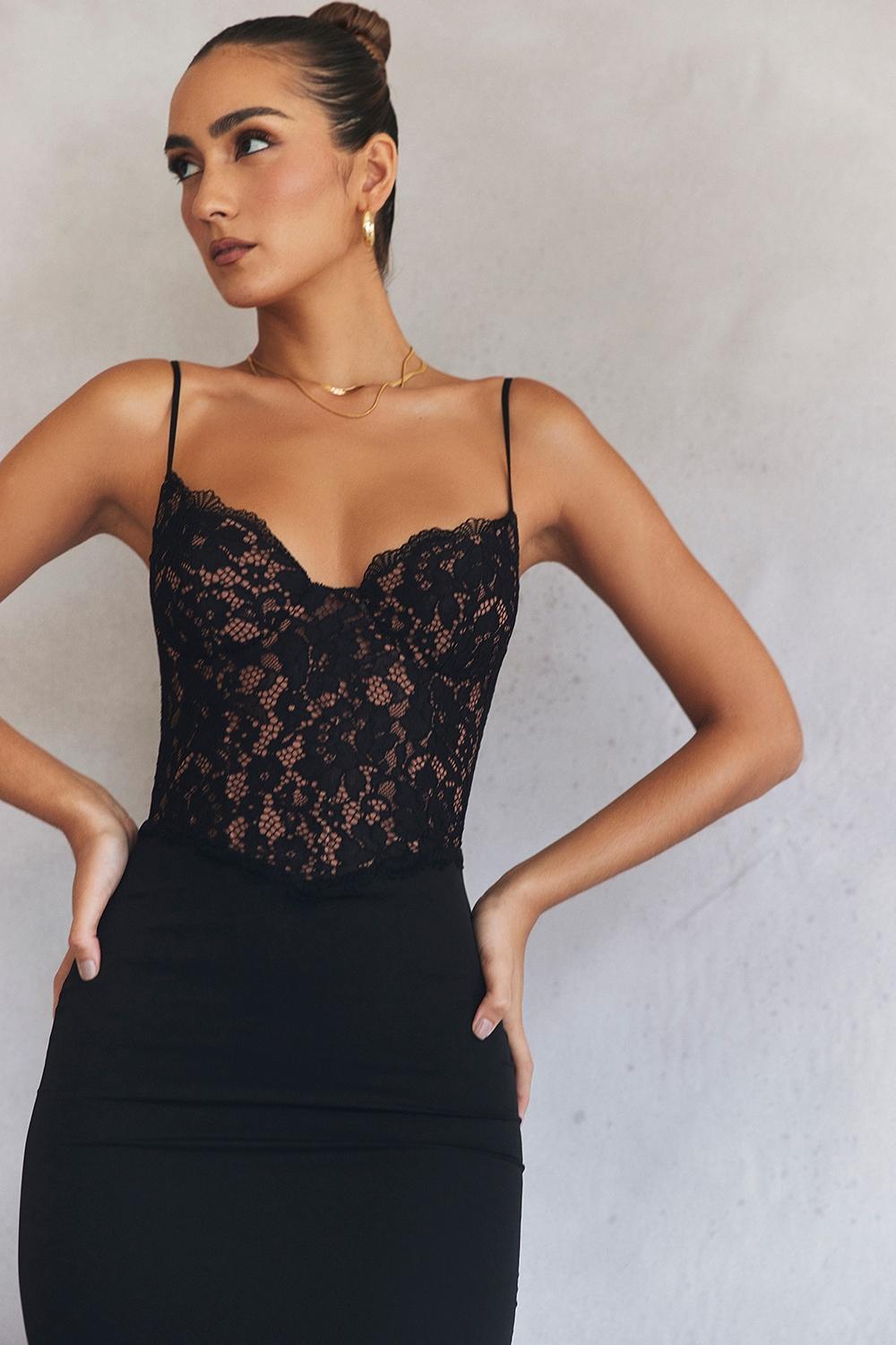 Cara Black Corset Maxi Dress Product Image