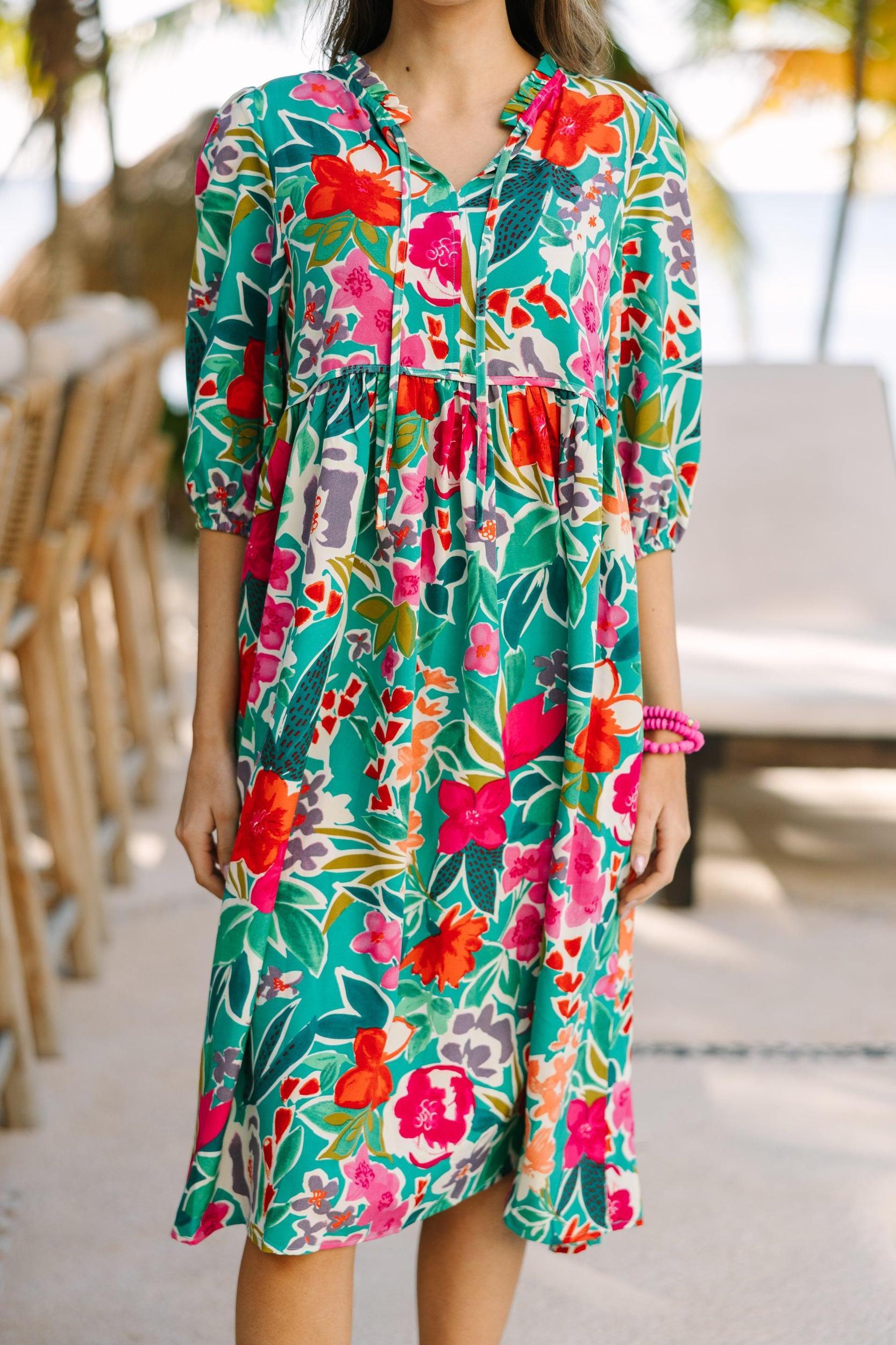 Feels Right Green Floral Midi Dress Female Product Image