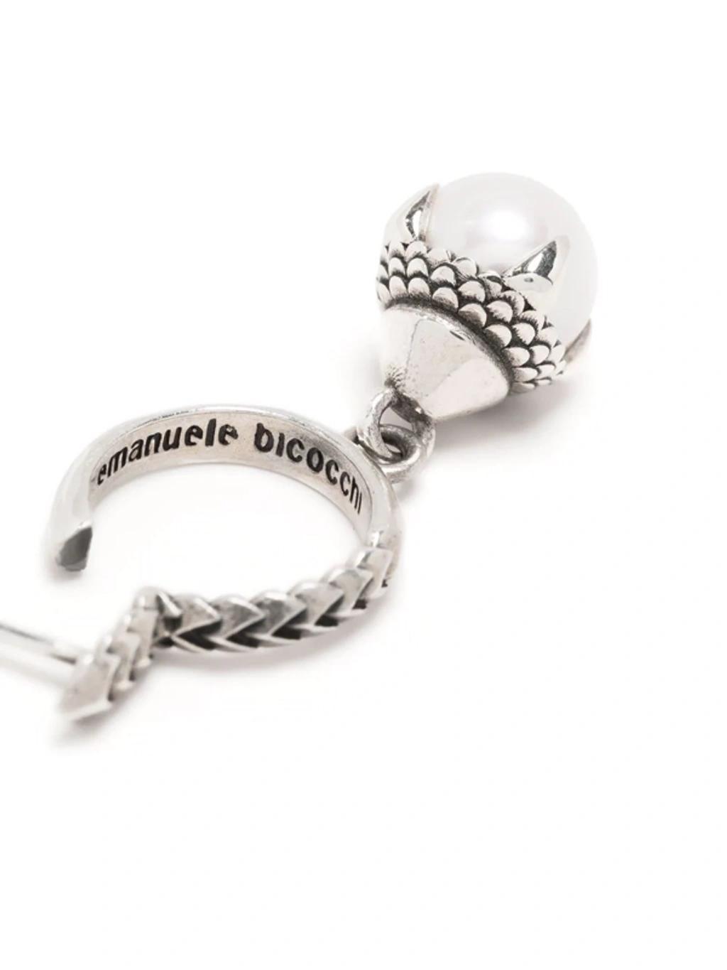 EMANUELE BICOCCHI Pearl Hoop Earring In Silver Product Image
