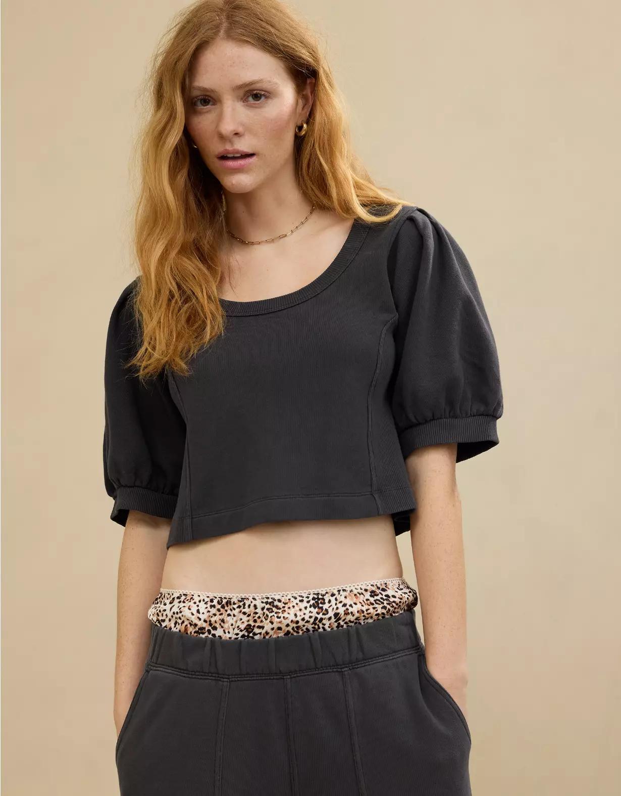 Aerie Seams Right Short Sleeve Sweatshirt Product Image