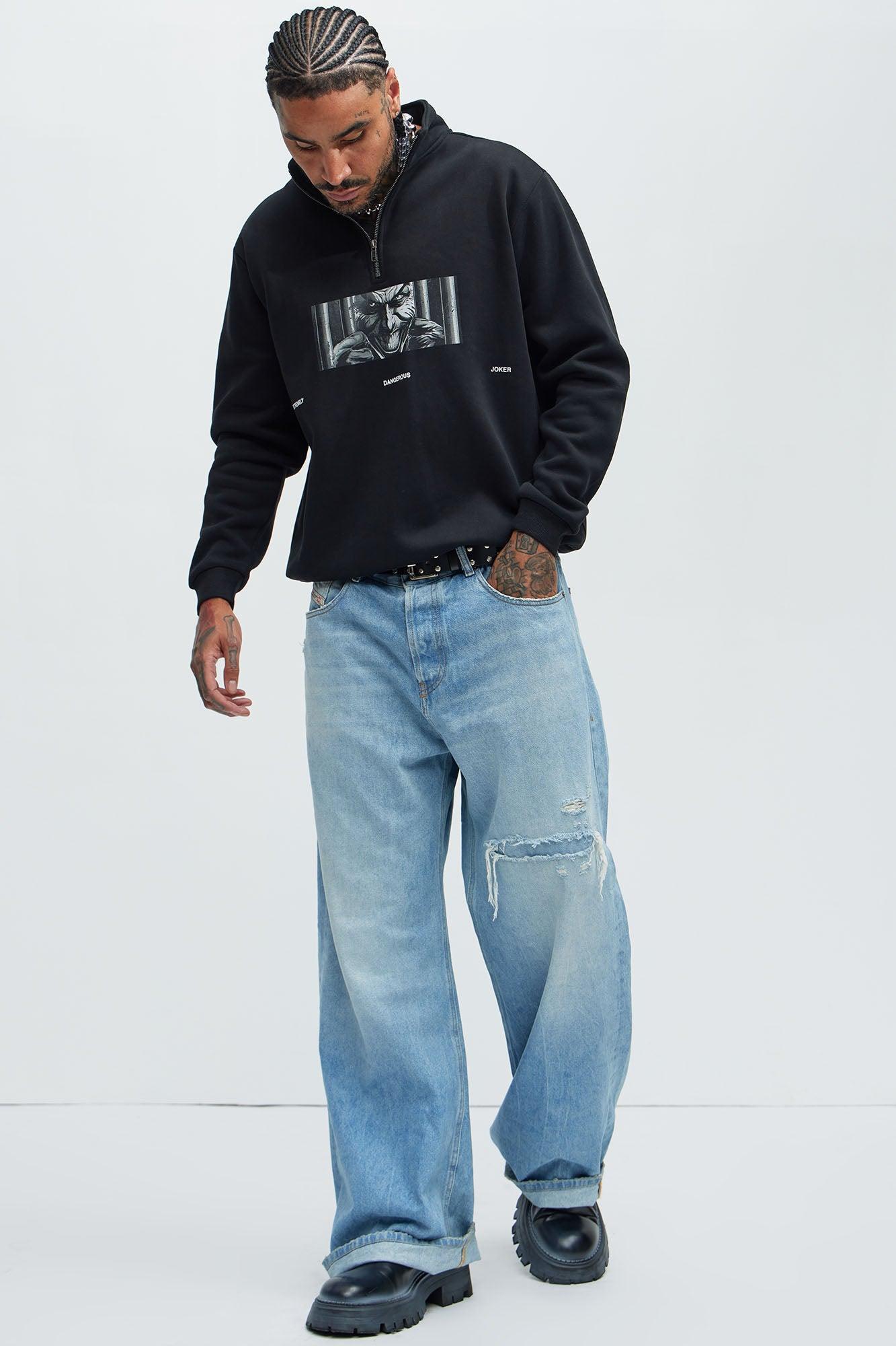 Joker Arkham Asylum Quarter Zip Sweatshirt - Black Product Image