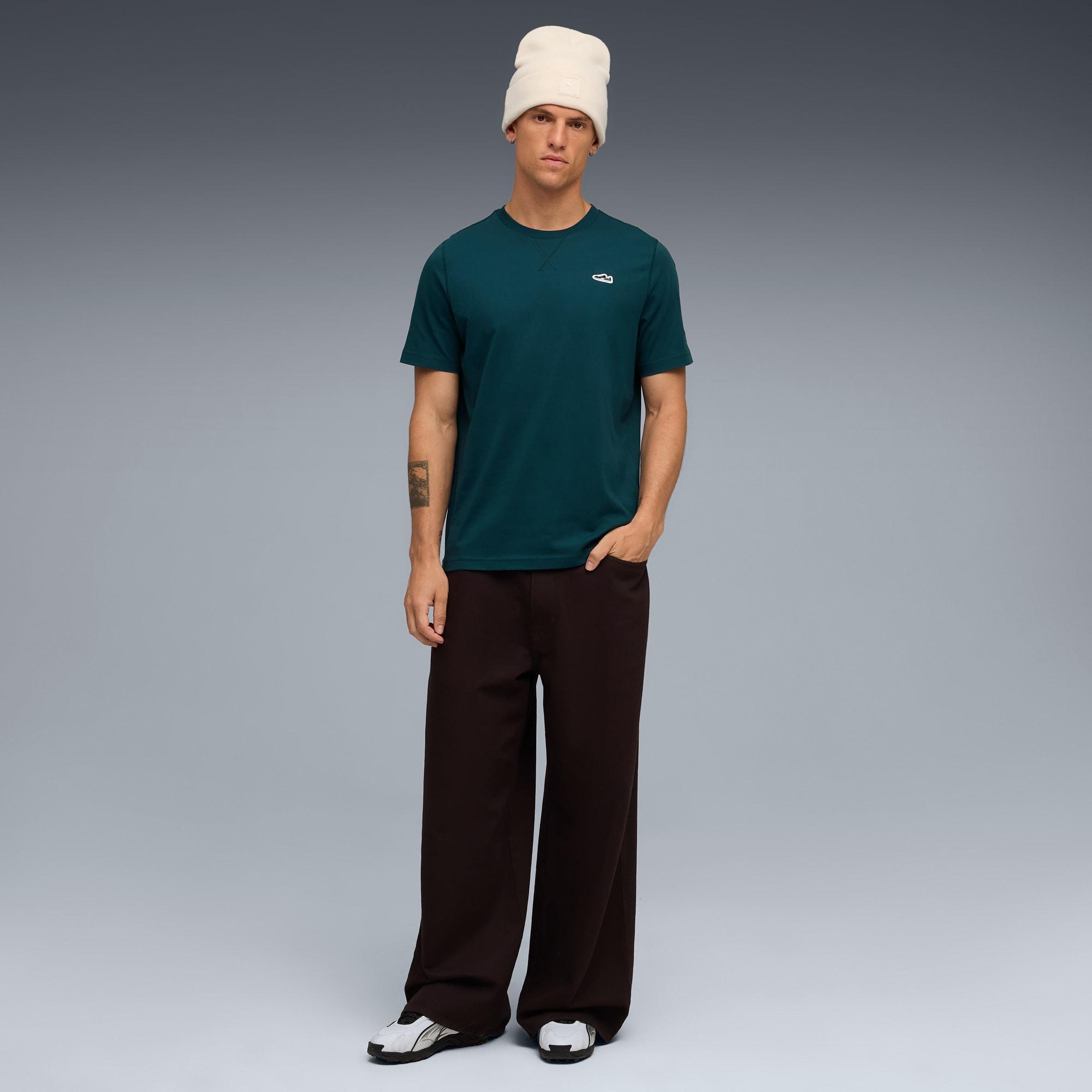 WARDROBE ESSENTIALS Suede Logo Men's Tee Product Image