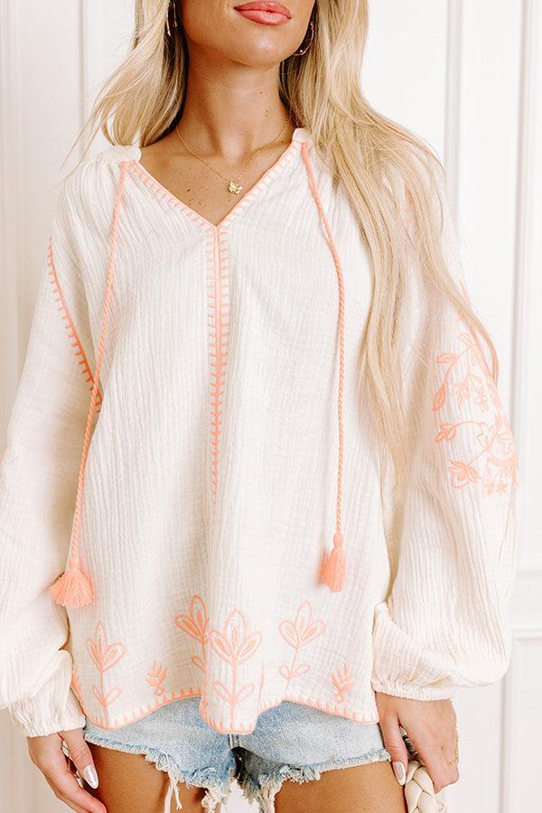 Gardenia Charm Floral Embroidered Top in Cream Product Image