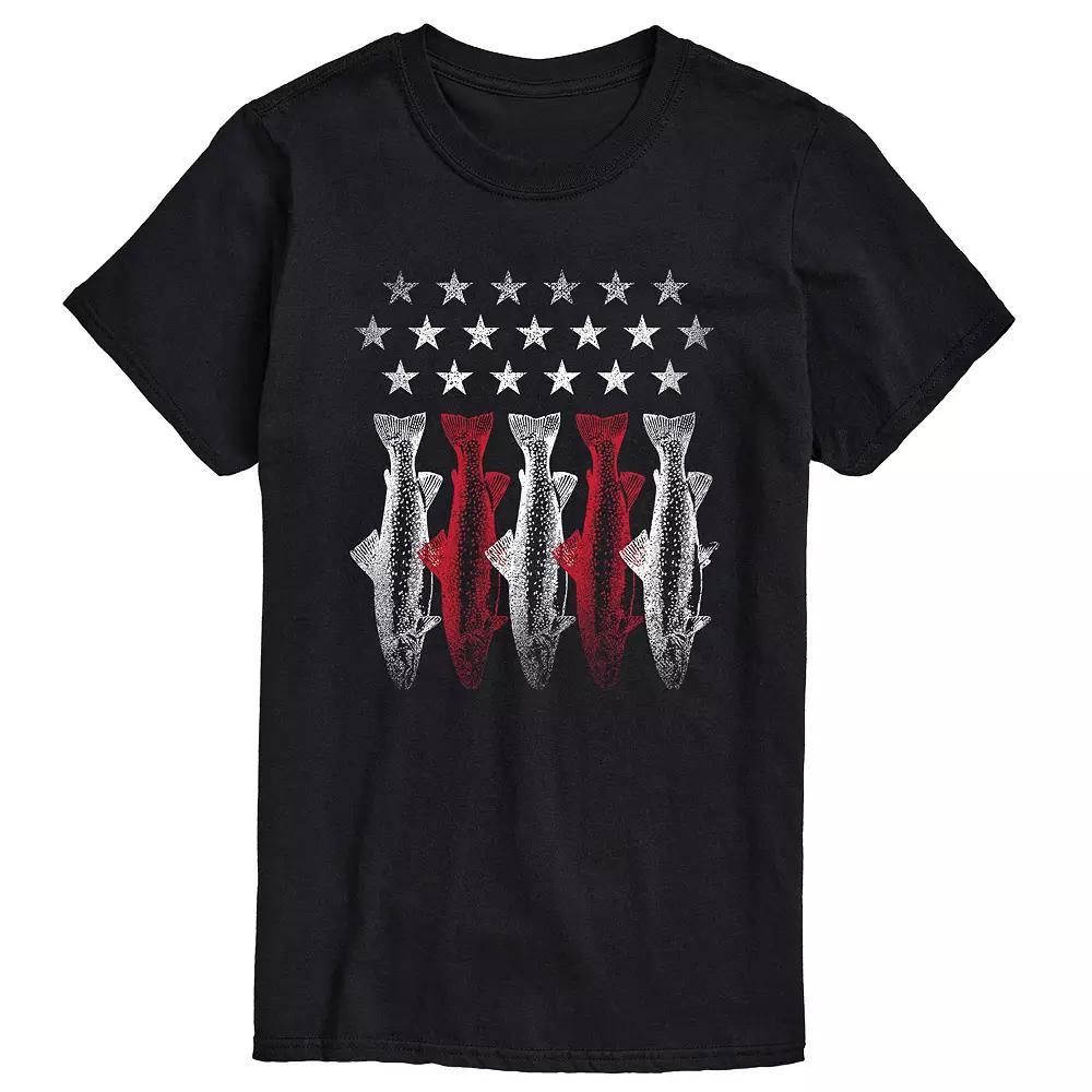 Mens Americana Flag Fish Graphic Tee Blue Product Image
