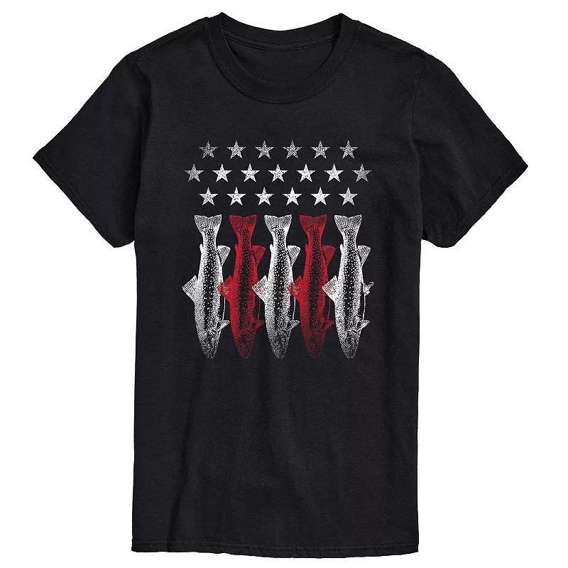 Mens Americana Flag Fish Graphic Tee Blue Product Image
