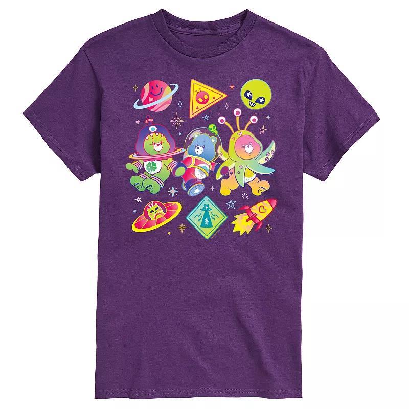 Mens Care Bears Space Grid Graphic Tee Blue Product Image
