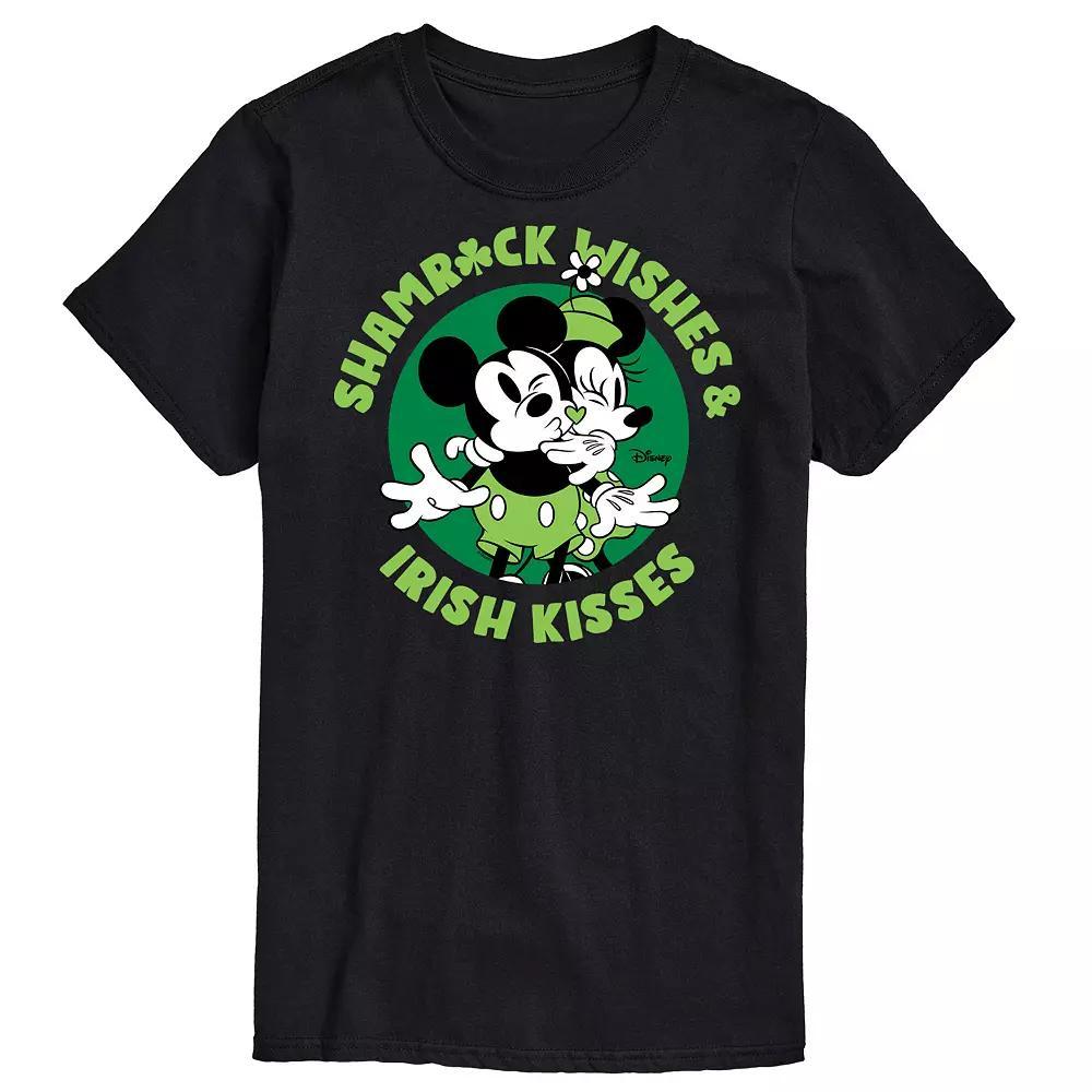 Disneys Mickey & Minnie Mouse Mens Shamrock Wishes Graphic Tee Product Image