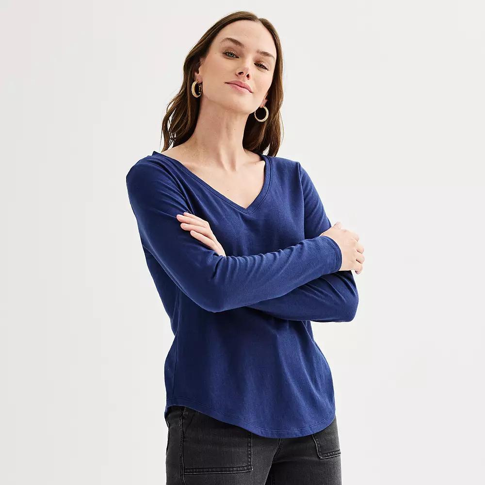 Womens Sonoma Goods For Life Everyday Long Sleeve V-Neck Tee Product Image