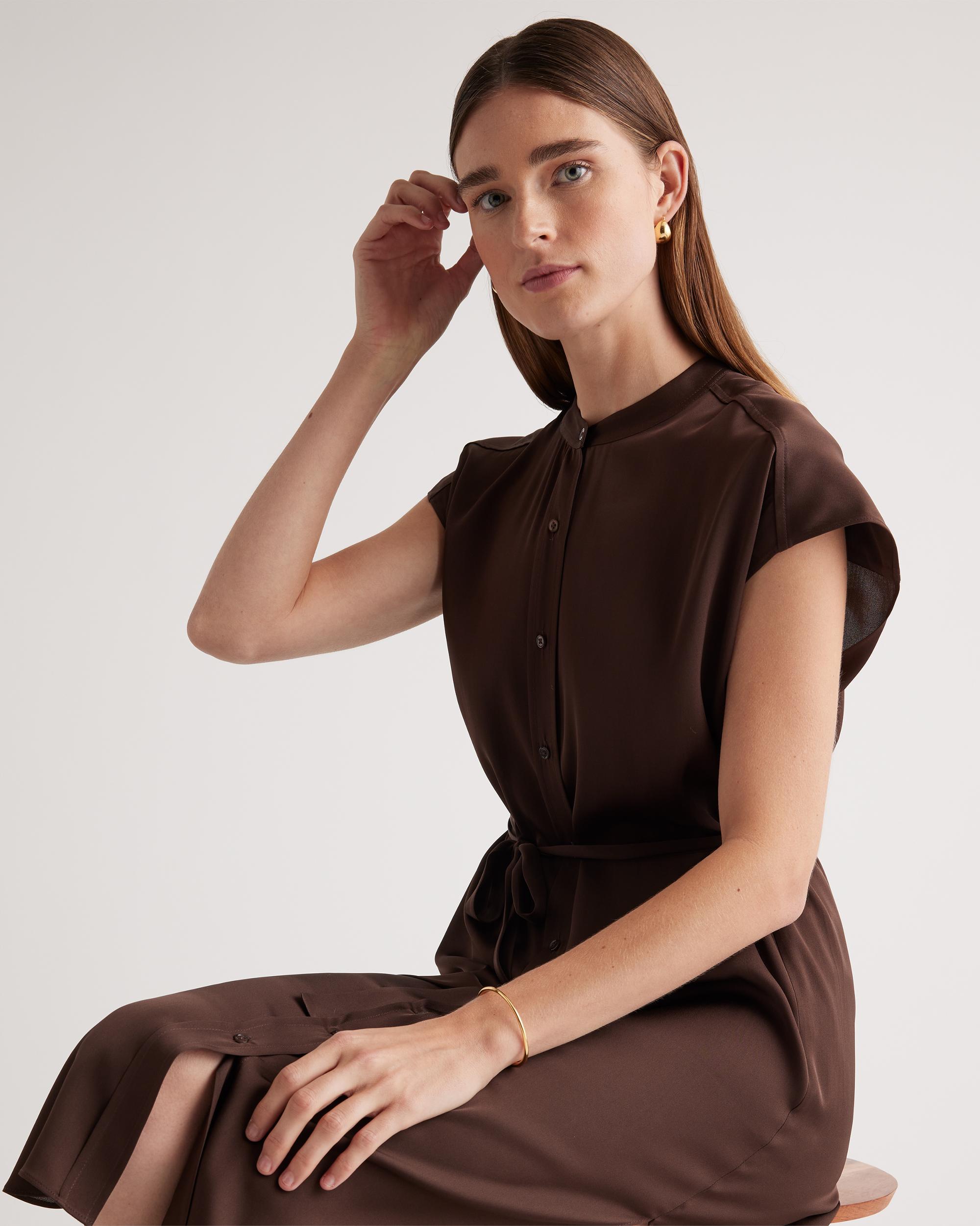 Quince | Women's Washable Stretch Silk Midi Shirt Dress Mulberry Silk Product Image