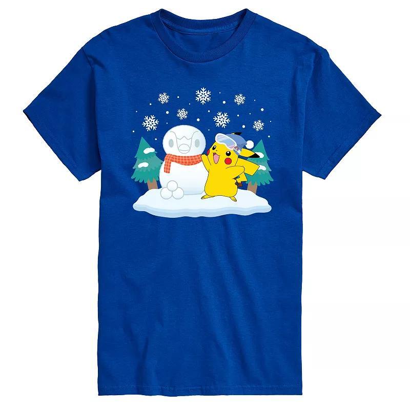 Mens Pokemon Pikachu & Piplup Snowman Graphic Tee Product Image