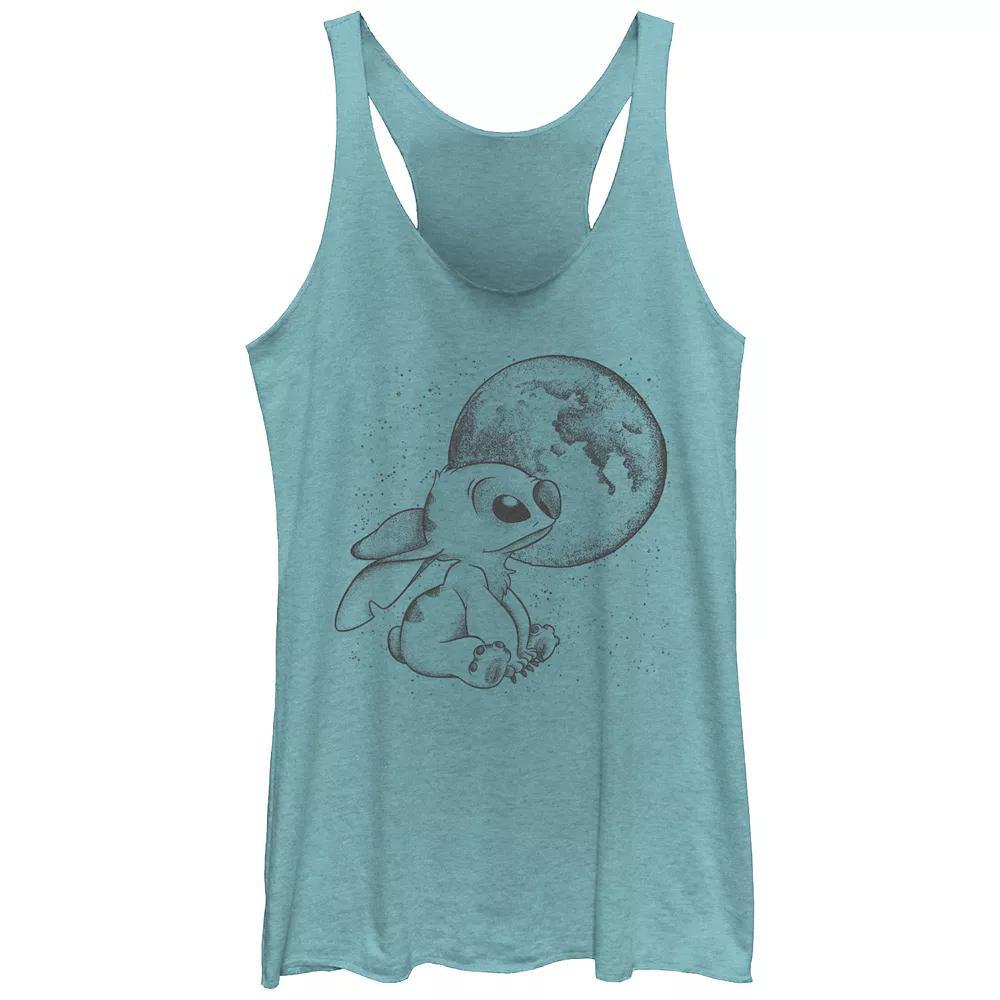 Disney's Lilo & Stitch Looking At The Moon Juniors' Tri-Blend Racerback Tank Top, Girl's, Size: Large, Tahiti Blue Product Image