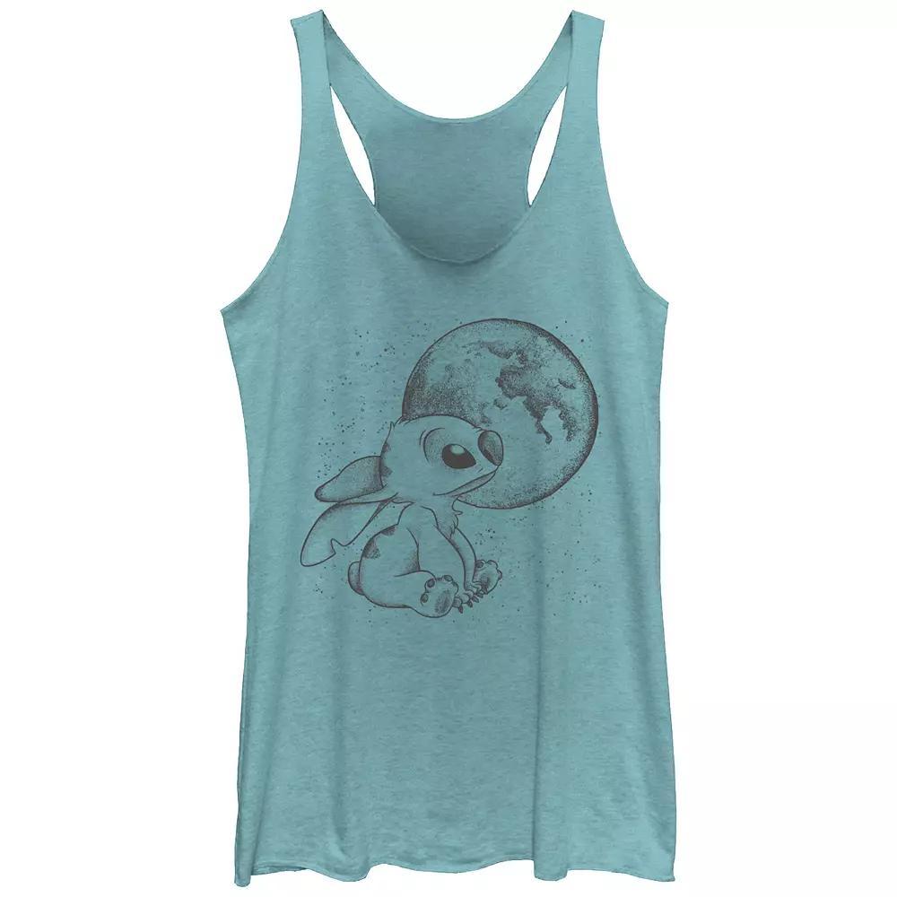 Disney's Lilo & Stitch Looking At The Moon Juniors' Tri-Blend Racerback Tank Top, Girl's, Size: Large, Tahiti Blue Product Image