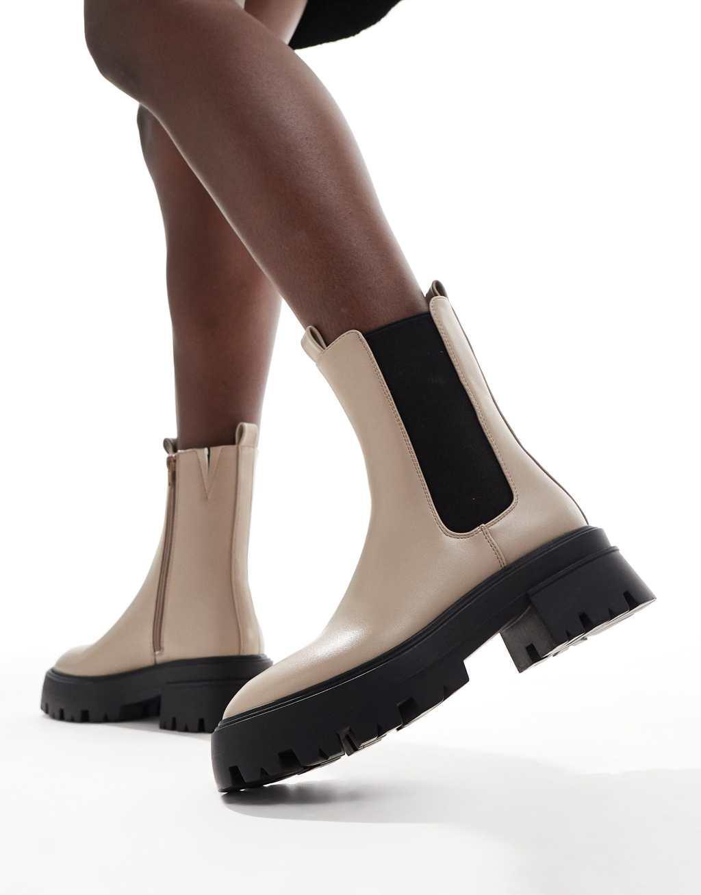 schuh Addilyn chunky ankle boots in natural Product Image