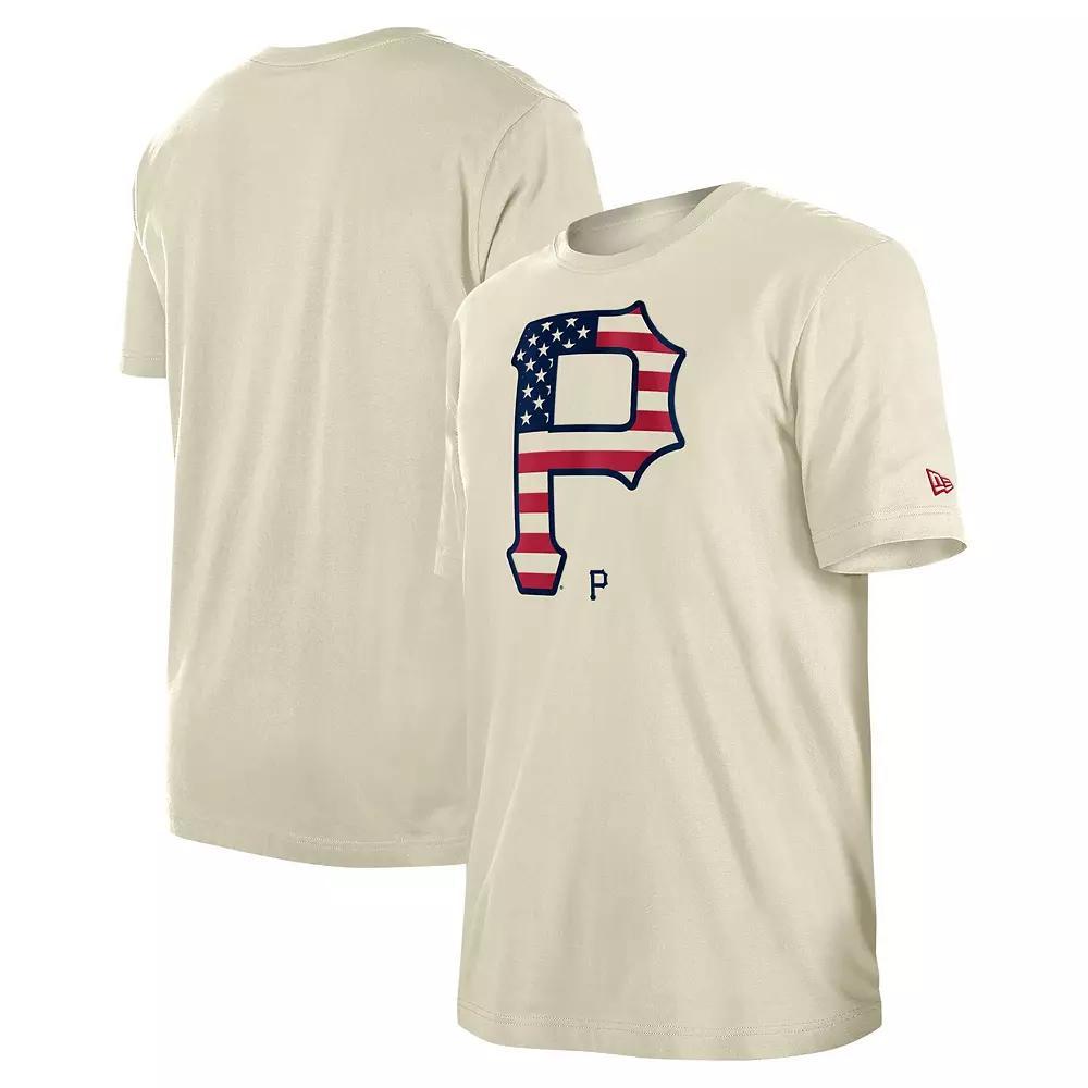 Men's New Era Cream Pittsburgh Pirates 4th of July Flag Fill T-Shirt, Size: Medium, Beige Product Image