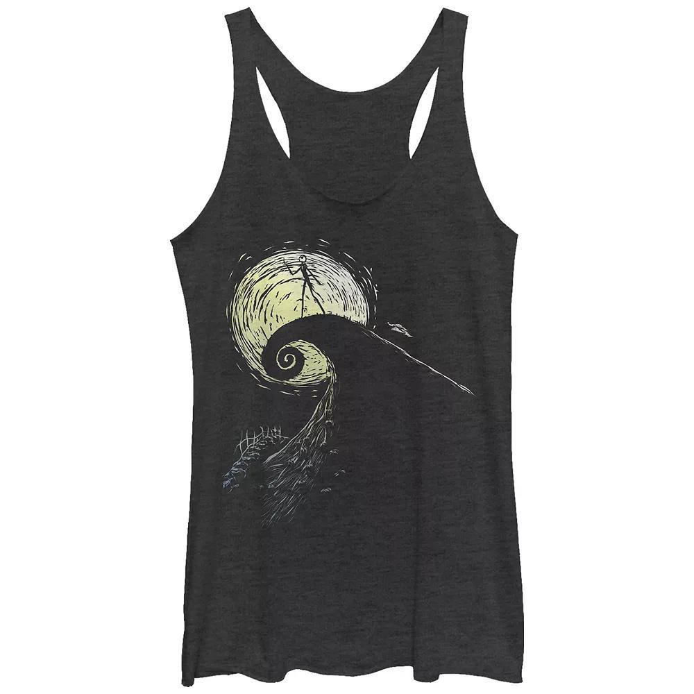 Disney's The Nightmare Before Christmas Jack Skellington On Spiral Hill Juniors' Racerback Tank Top, Girl's, Size: Medium, Black Grey Product Image