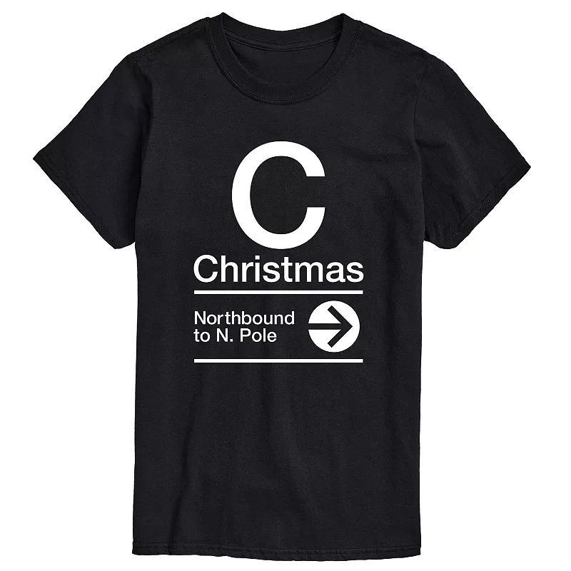 Big & Tall Christmas Northbound Sign Tee, Mens Product Image
