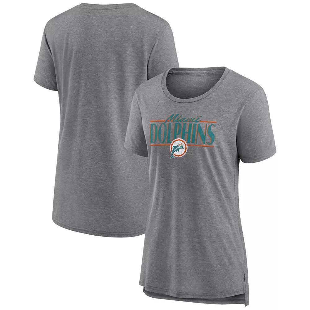 Women's Fanatics Heather Gray Detroit Lions Up the Middle Tri-Blend T-Shirt, Size: Medium, Grey Product Image