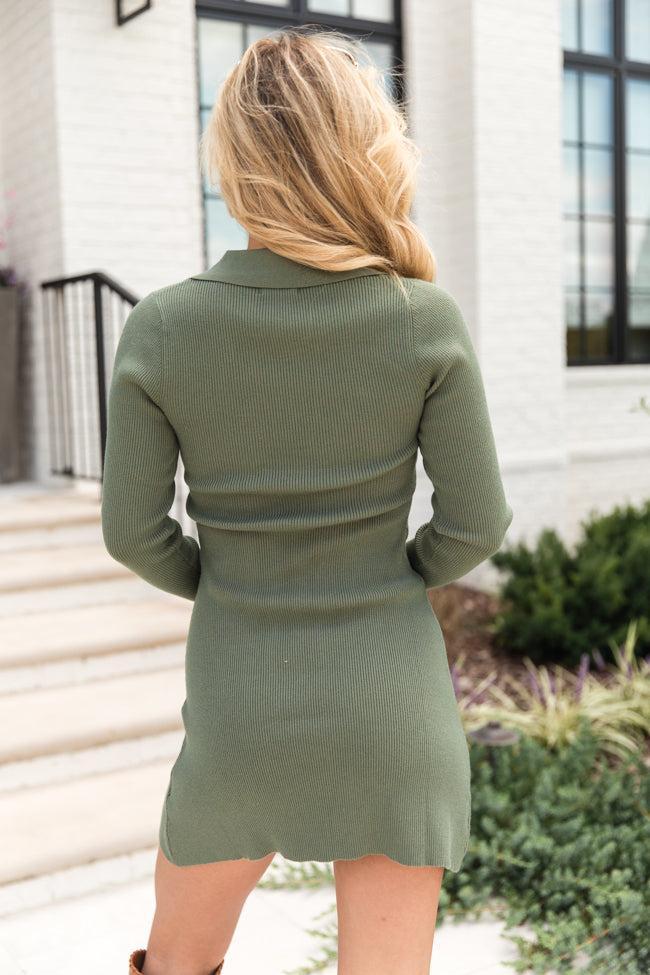 Forever and Ever Olive Collared Sweater Dress FINAL SALE Product Image