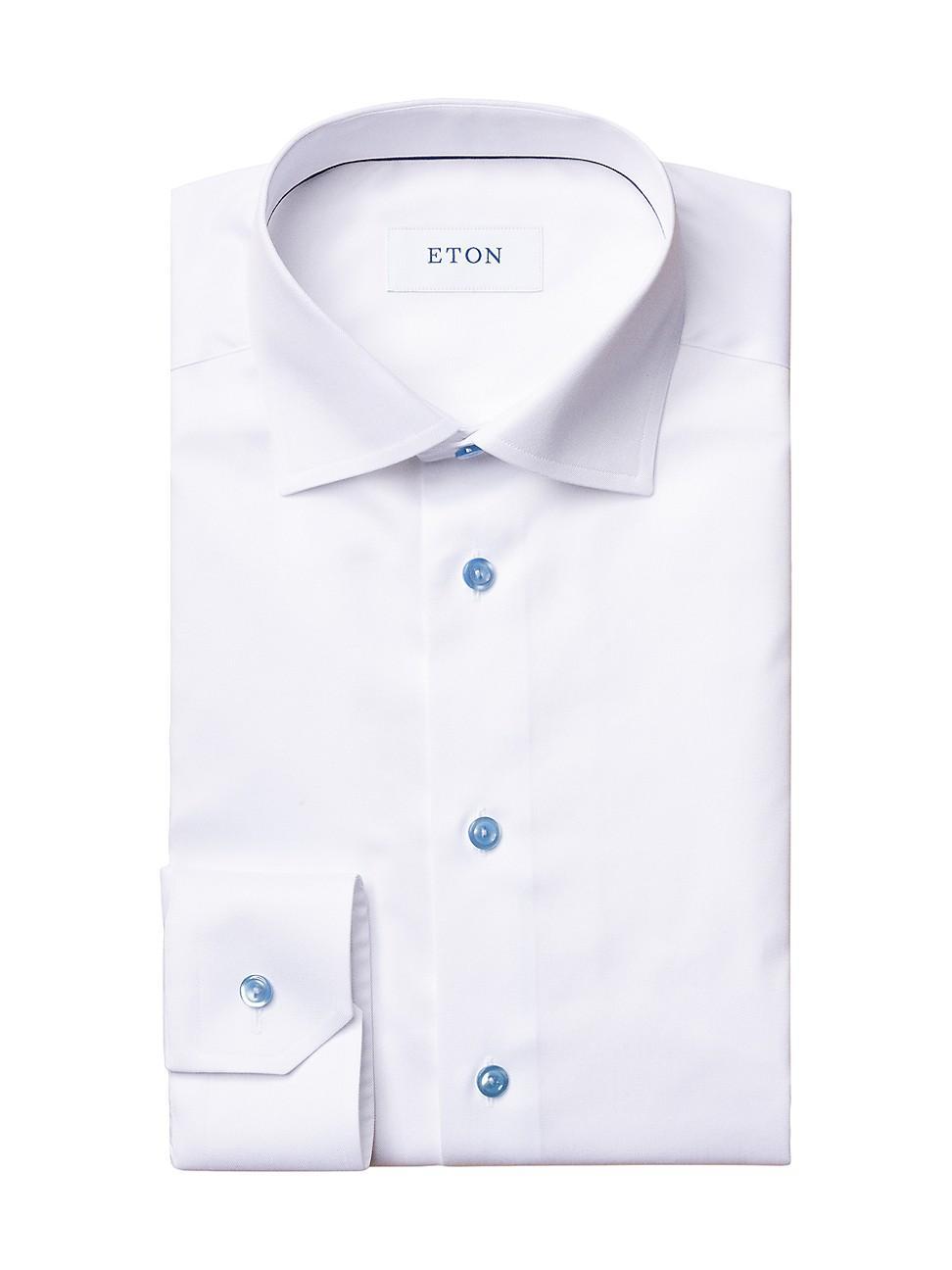 Eton Contemporary Fit Contrast Blue Button Shirt Product Image