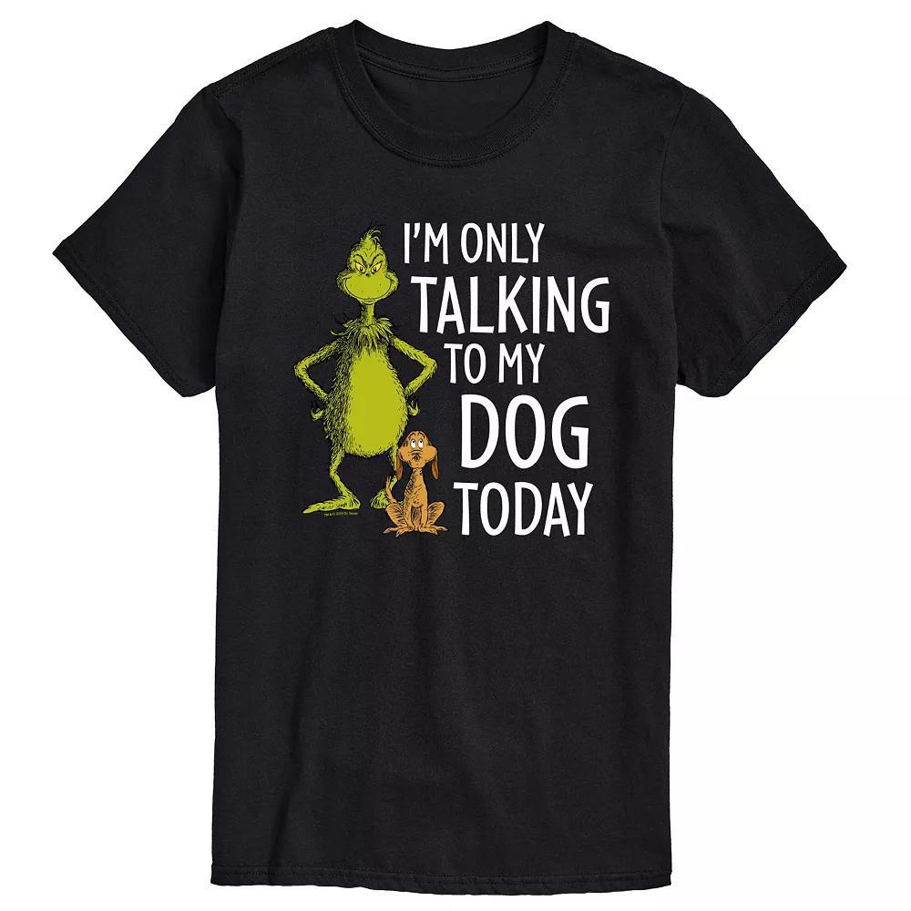 Men's Dr. Seuss Grinch Talking To My Dog Today Graphic Tee, Size: XS, Black Product Image