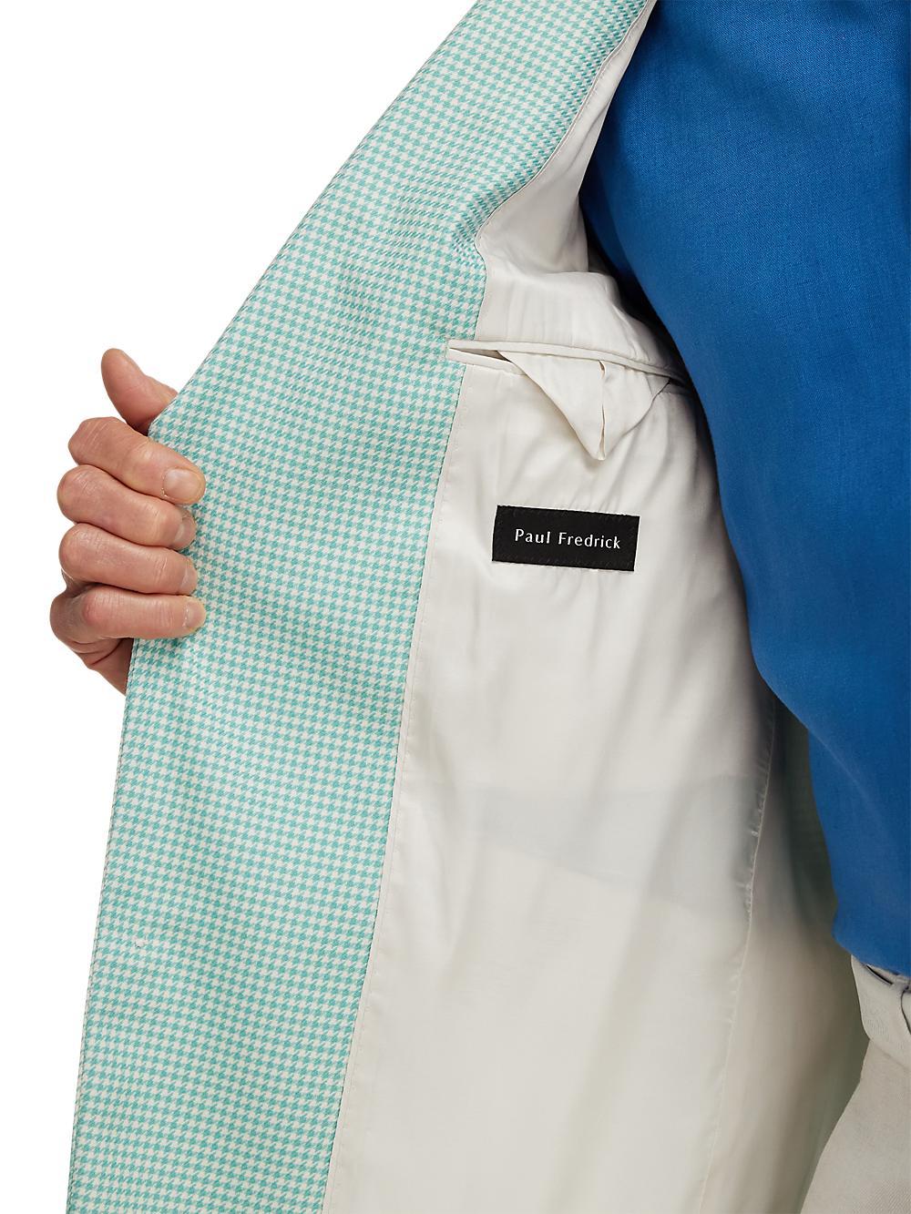 Wool Houndstooth Single Breasted Peak Lapel Sport Coat - Aqua Product Image