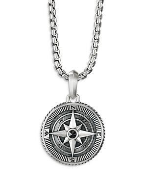 David Yurman Mens Sterling Silver Maritime Compass Amulet with Black Diamond Product Image