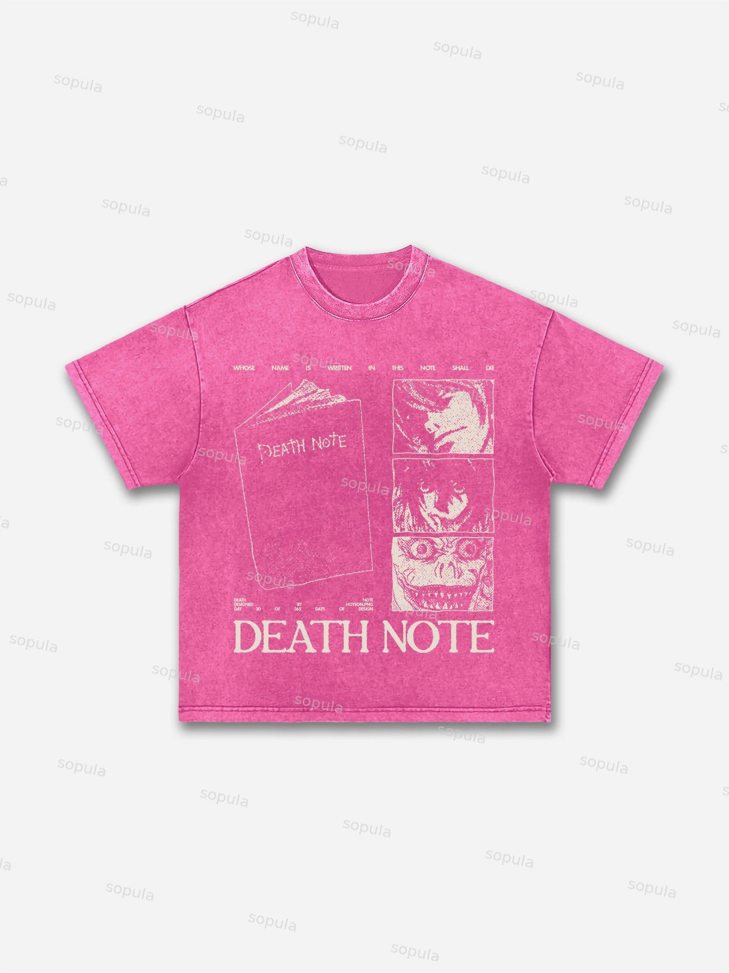 Death Note Vintage Graphic Acid Wash T-shirt Product Image