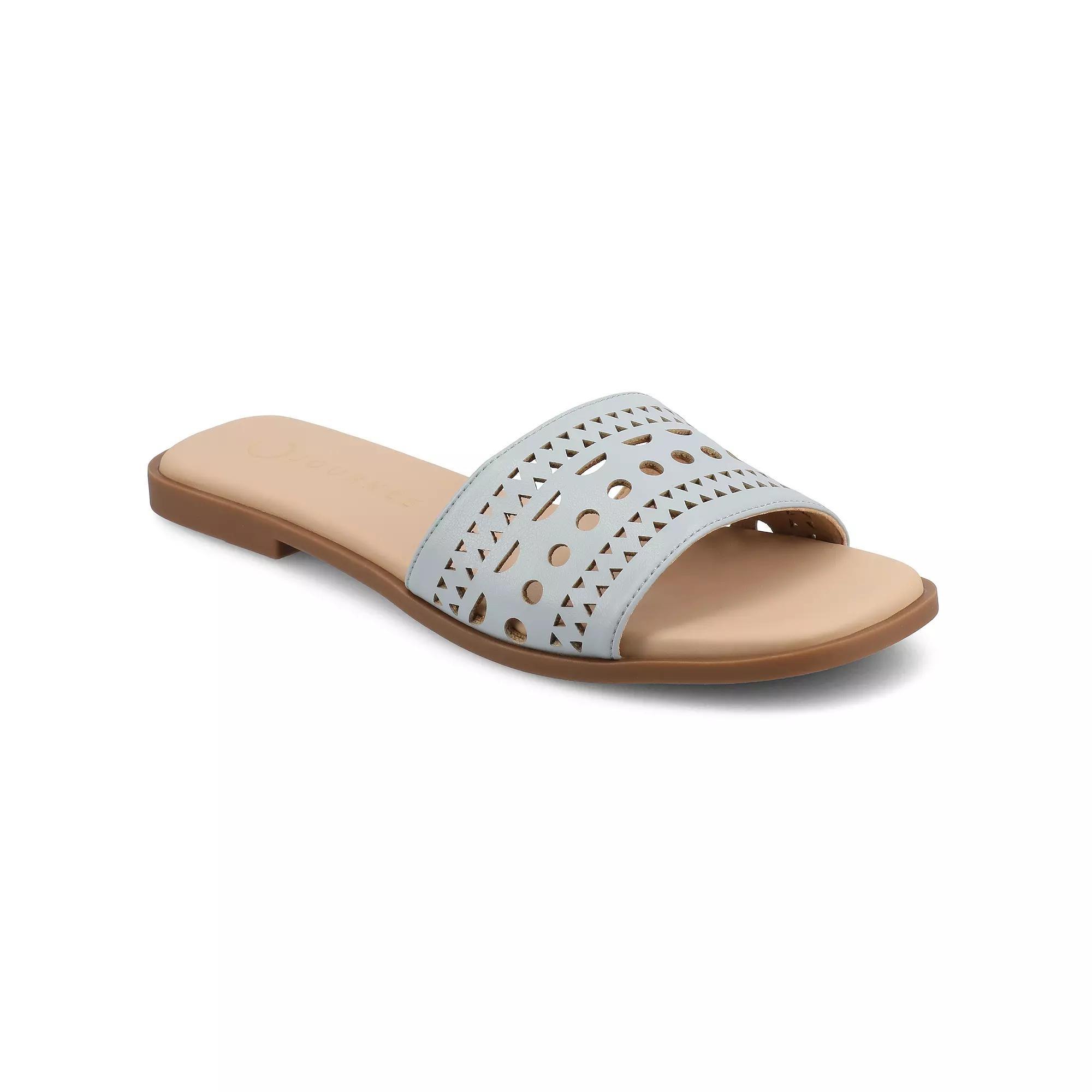 Journee Brodie Women's Geometric Cut Out Band Slide Sandals, Size: 10, Blue Product Image
