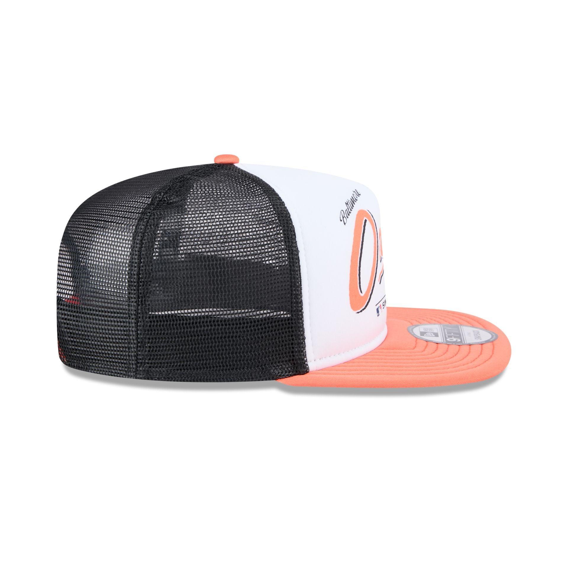 Baltimore Orioles Retro Script 9FIFTY A-Frame Trucker Hat Male Product Image